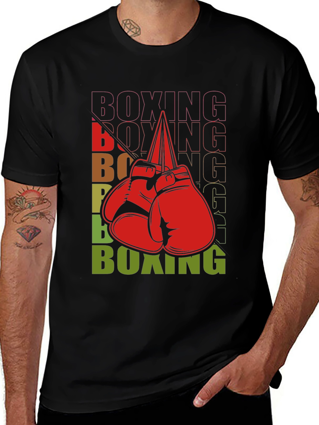 Variant 8 of Boxing Gloves Graphic Tee - Retro Style