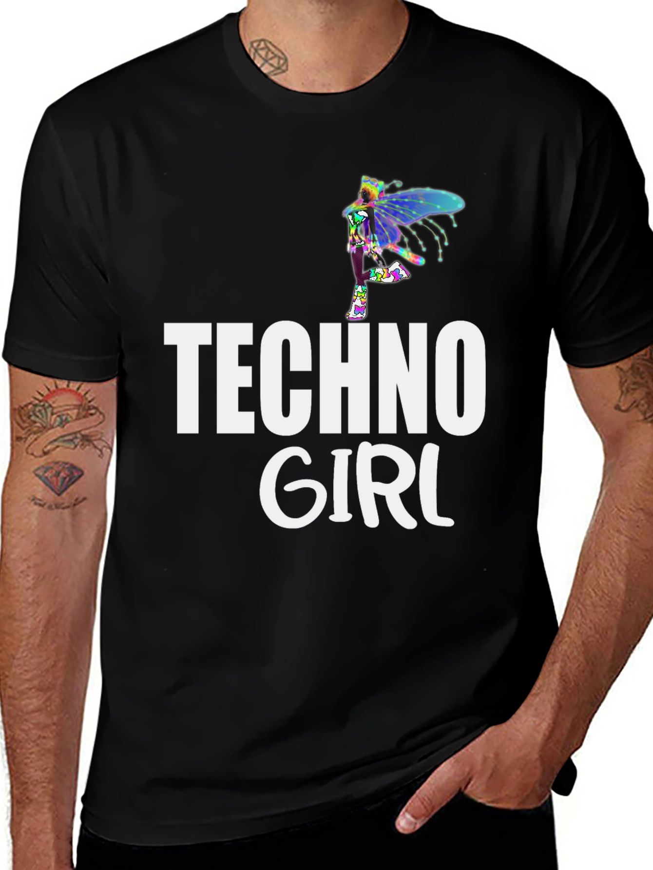 Variant 12 of Techno Girl Black T-Shirt