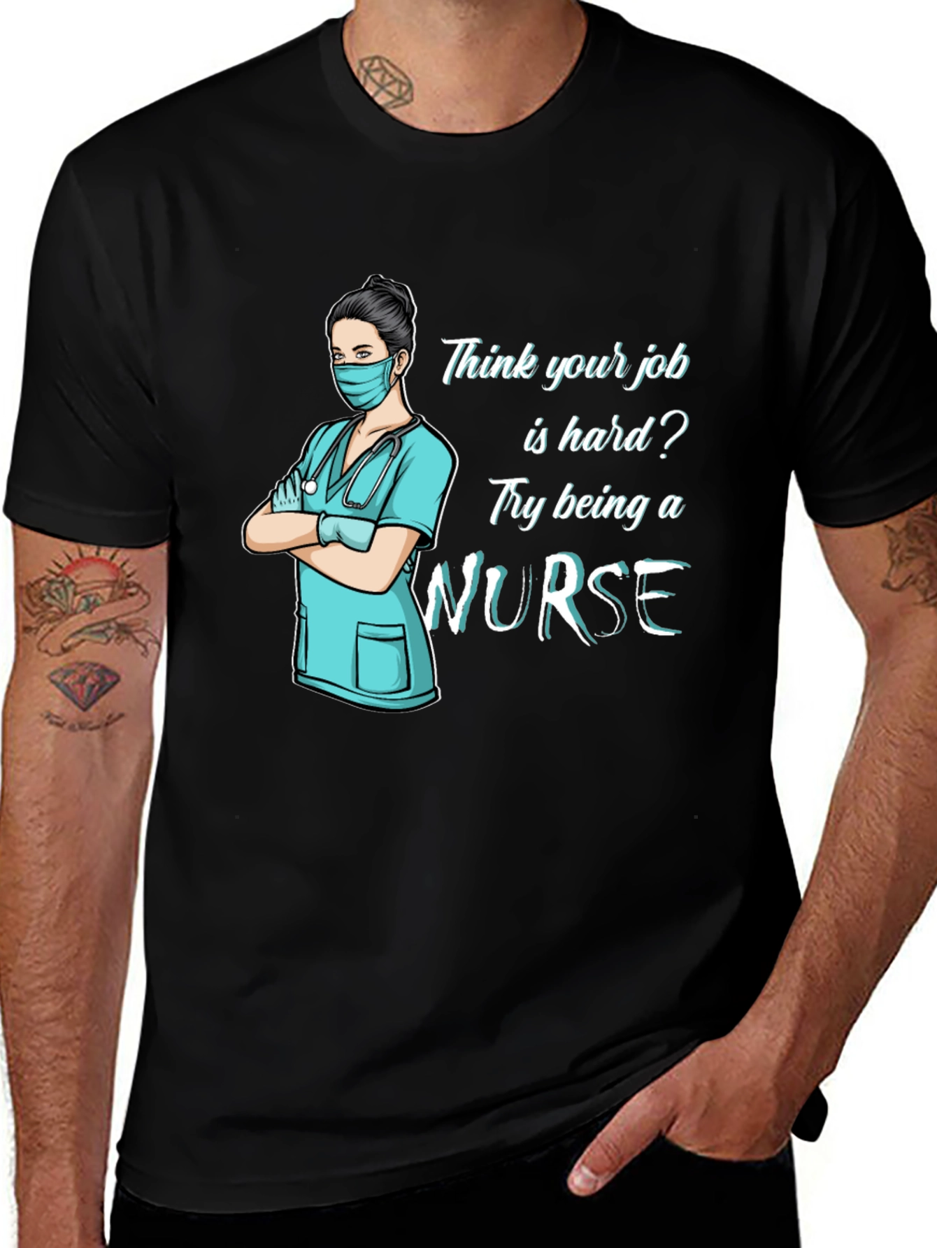 Variant 10 of Nurse T-Shirt: Hard Job Graphic Tee