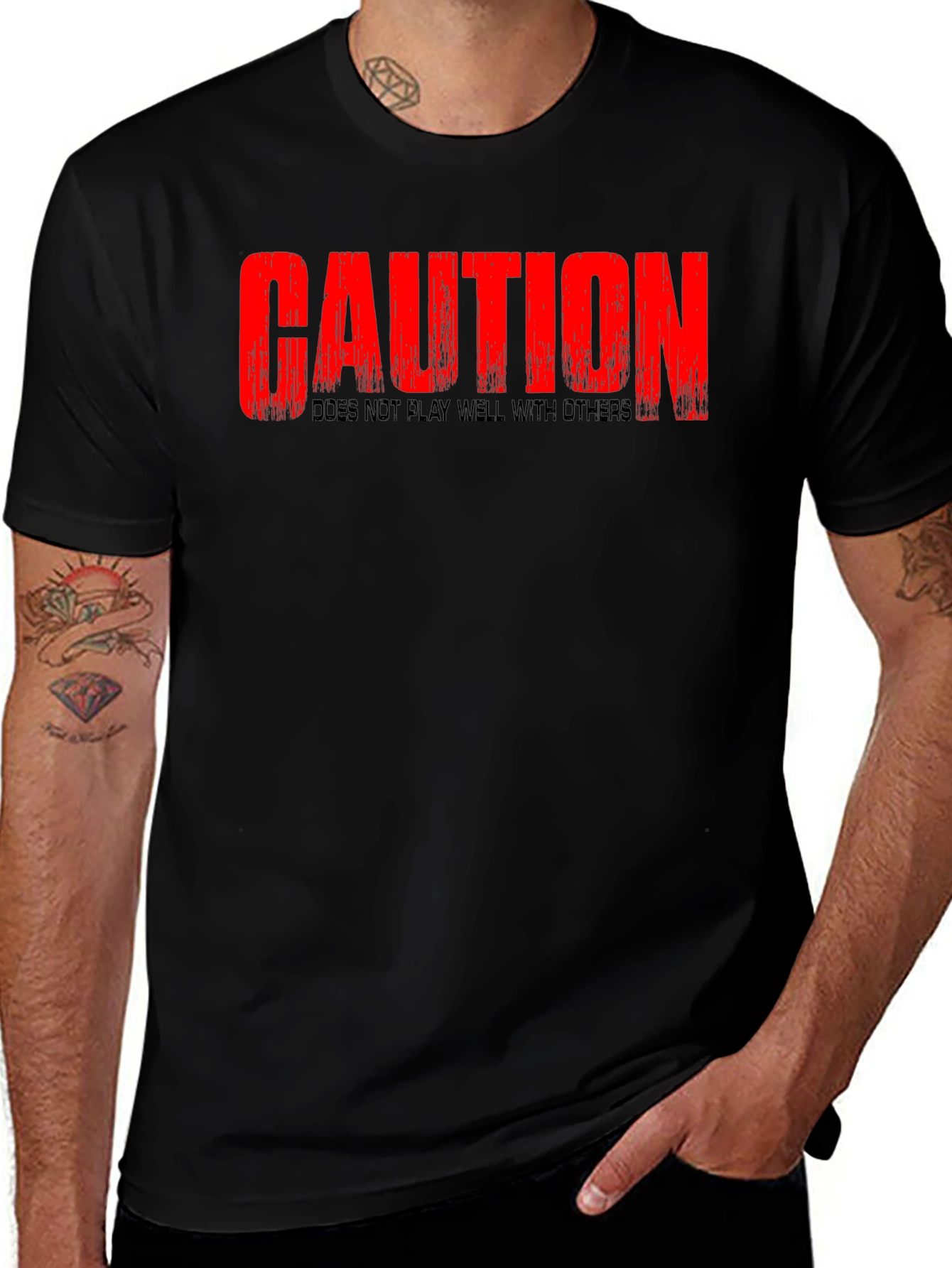 Variant 7 of Caution T-Shirt - Does Not Play Well With Others