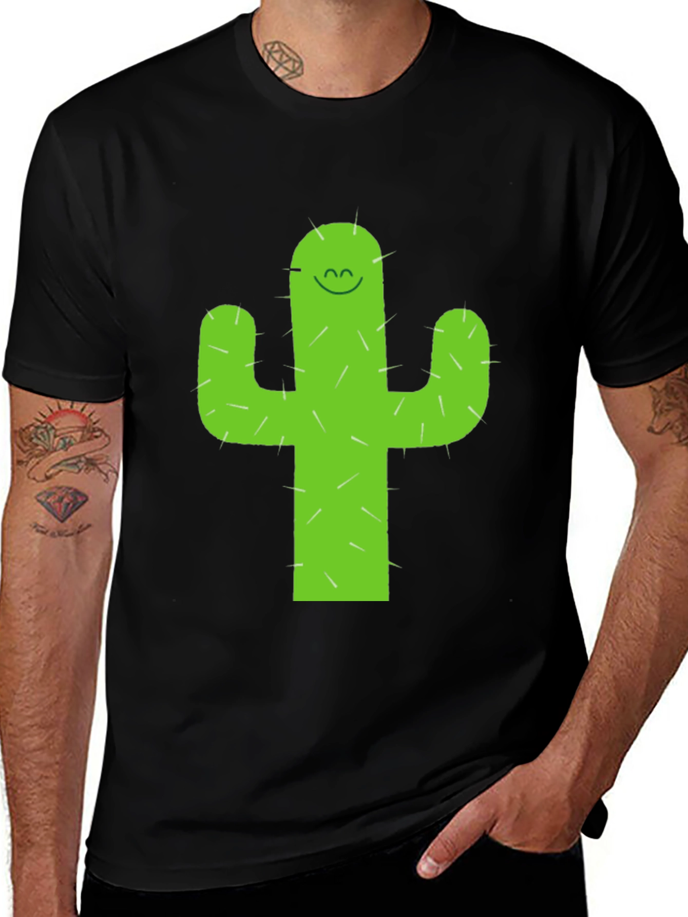 Variant 18 of Cactus Graphic Tee - Black Casual T-Shirt