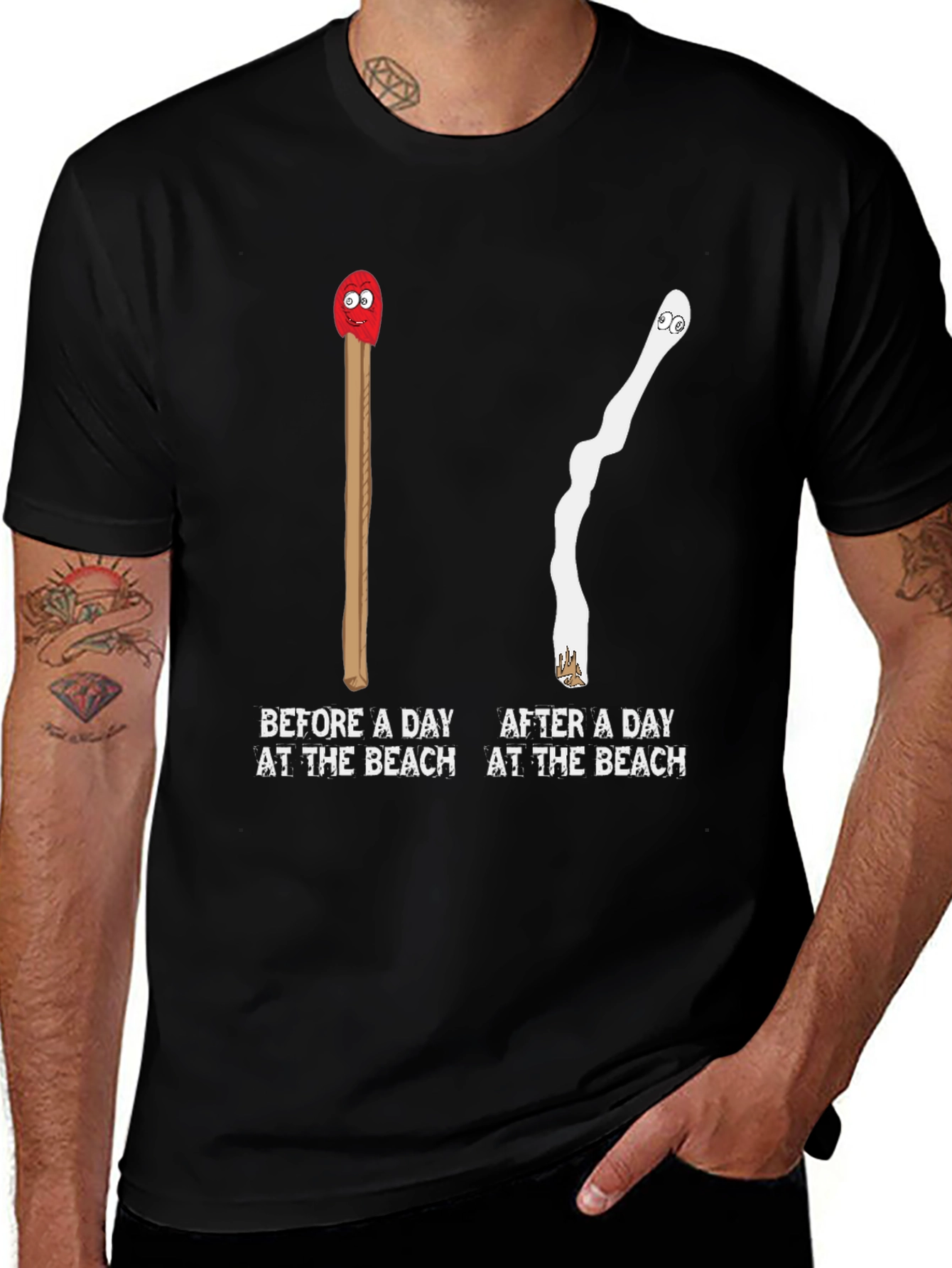 Variant 6 of Humorous Beach Day Matchstick T-Shirt