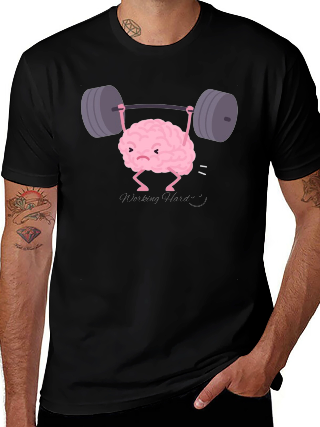Variant 23 of Brain Lifting Weights Funny Black T-Shirt