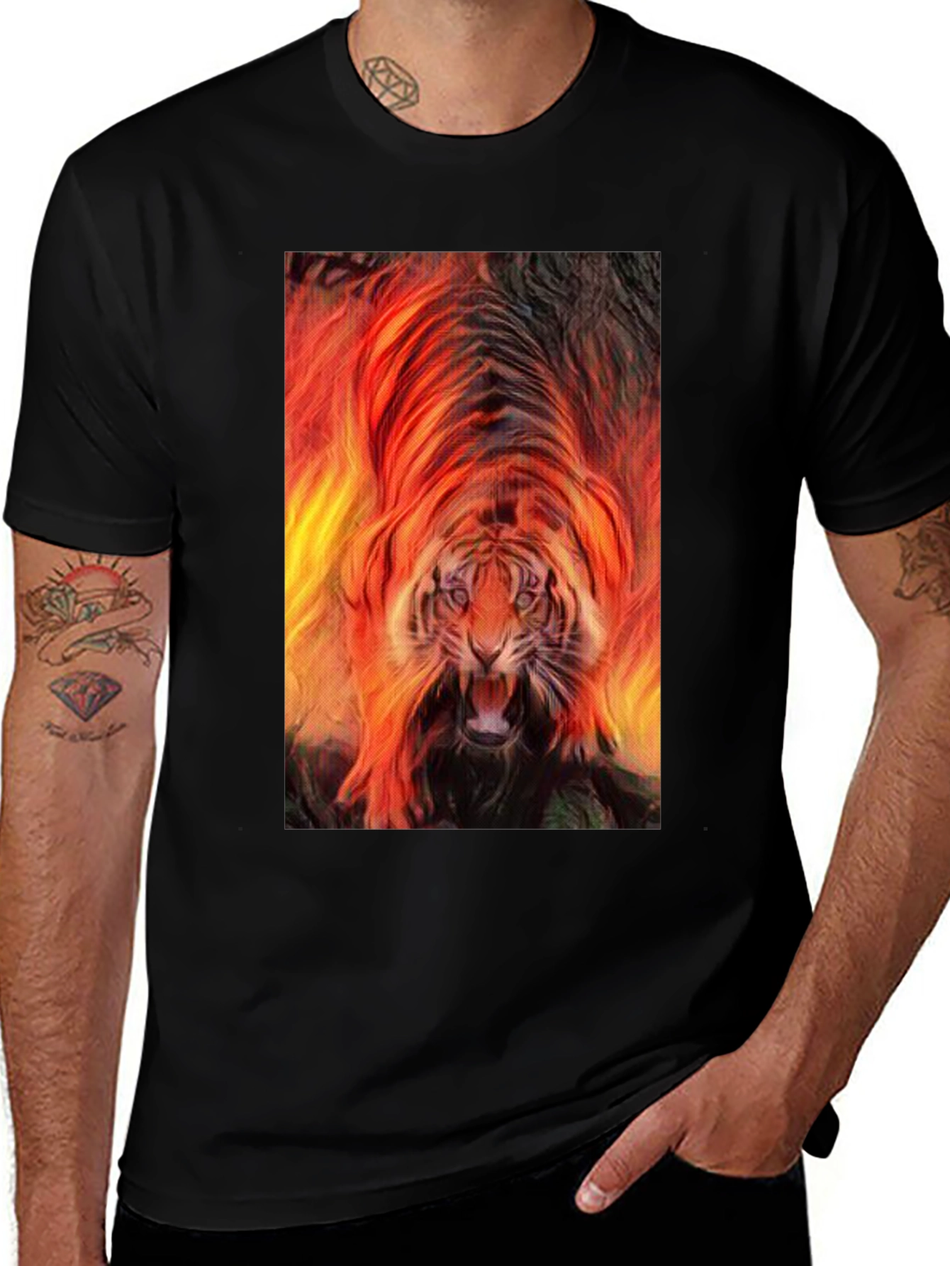 Variant 4 of Fiery Tiger Graphic Tee - Bold Statement Shirt