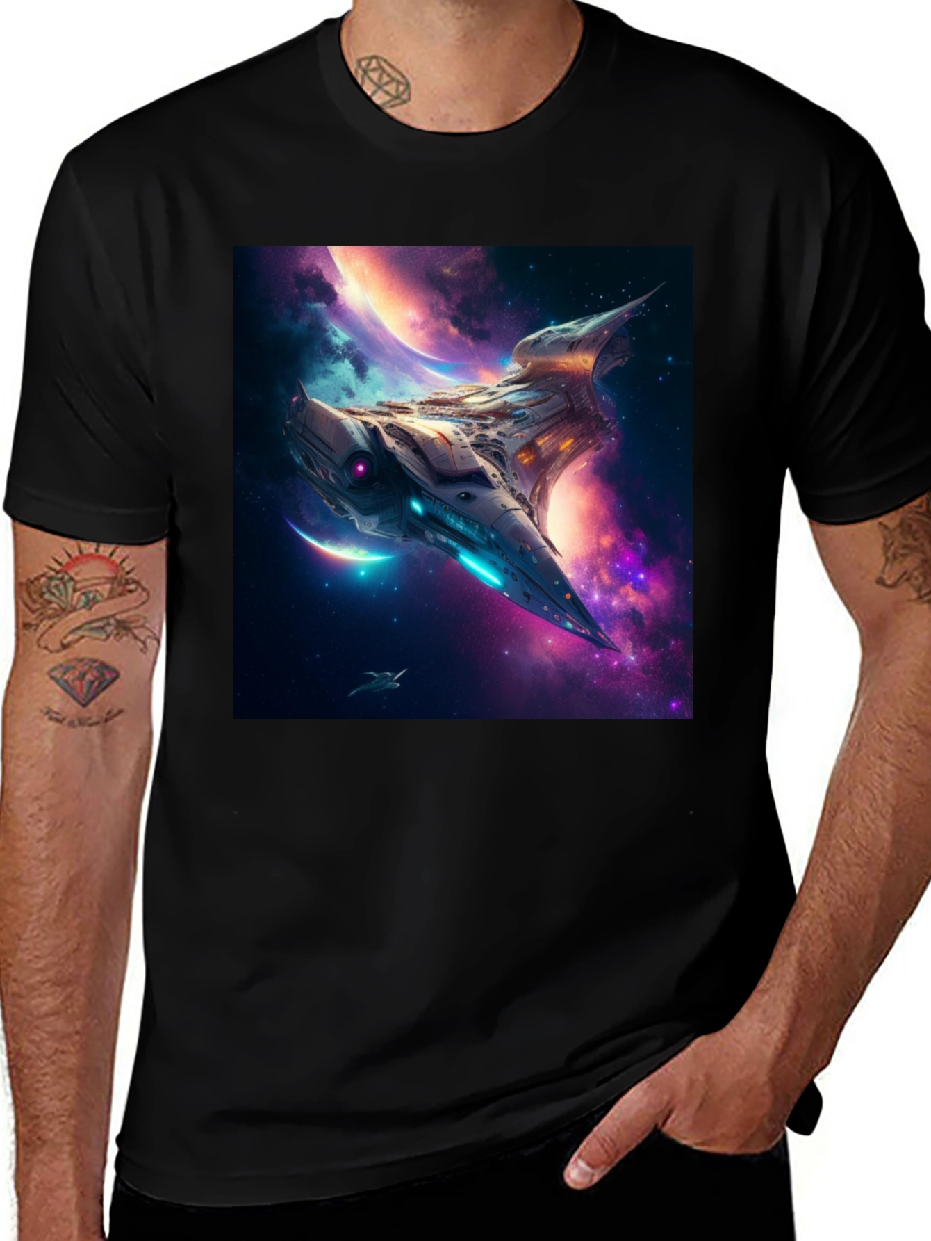 Variant 12 of Sci-Fi Spaceship Galaxy T-Shirt