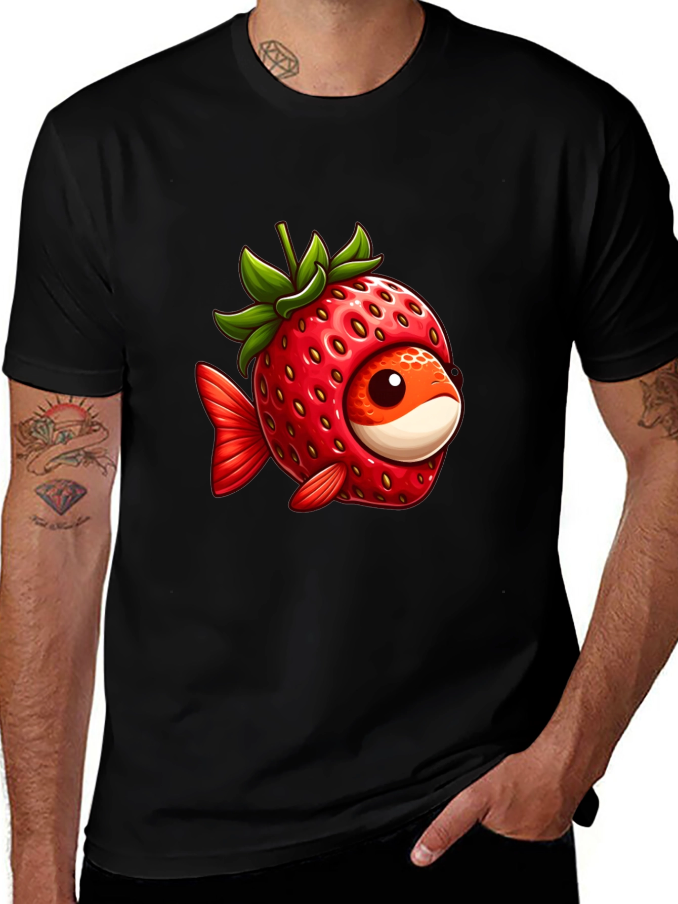 Variant 21 of Strawberry Fish T-Shirt - Quirky Fruit Animal Tee