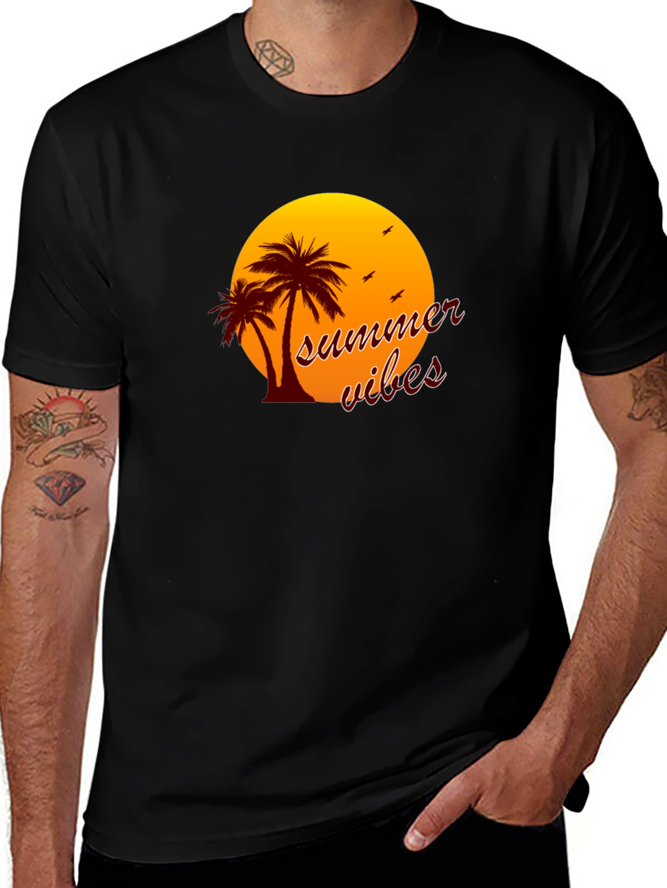 Variant 27 of Summer Vibes T-Shirt - Palm Tree Sunset Graphic Tee