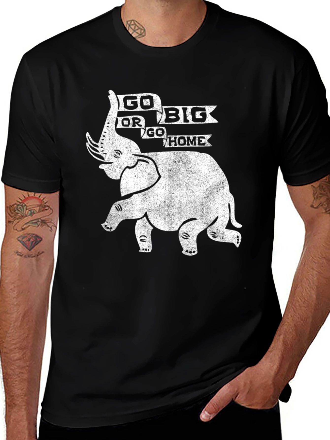 Variant 6 of Go Big or Go Home Elephant Graphic Tee