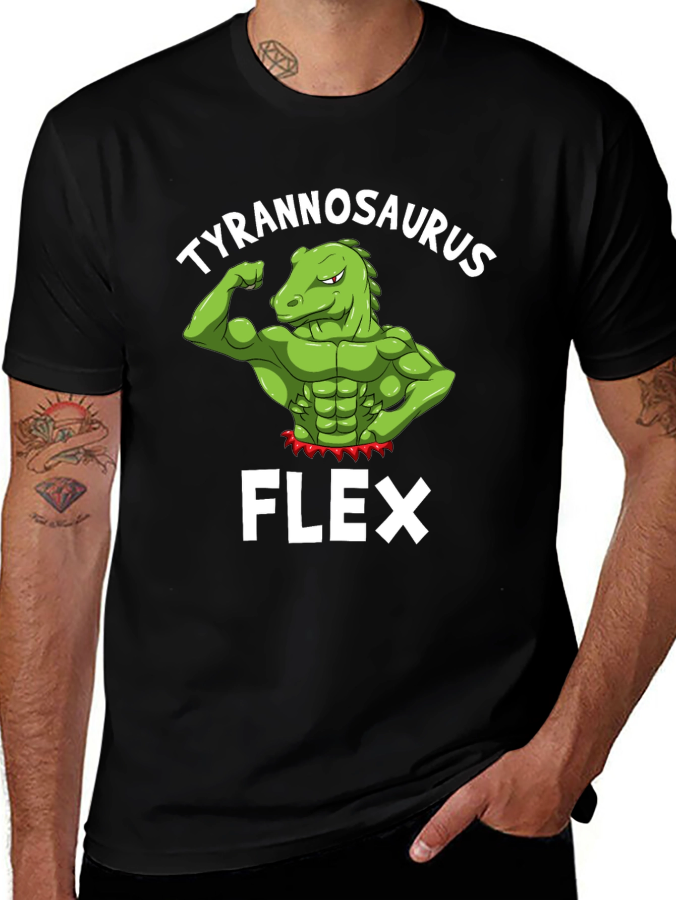 Tyrannosaurus Flex Muscle T-Shirt - Funny Dinosaur Gym Tee