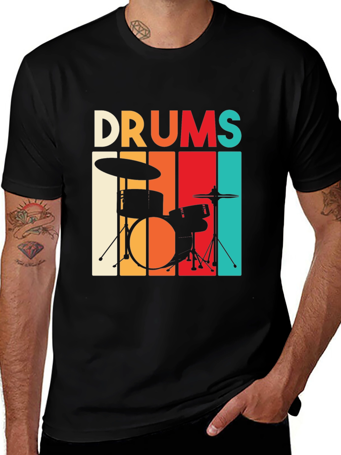 Variant 21 of Retro Drums Graphic T-Shirt - Music Lover Tee