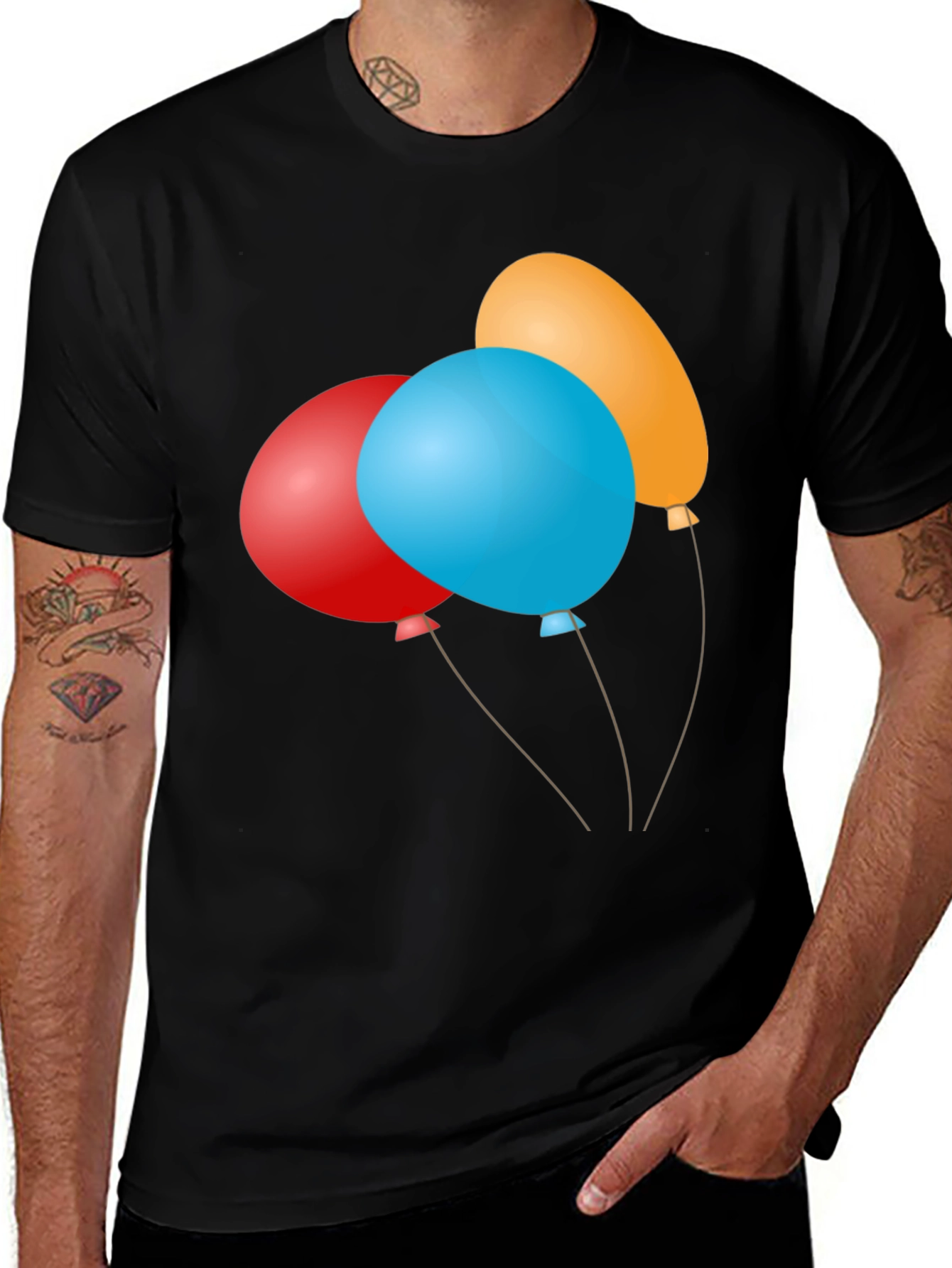 Variant 7 of Balloons Graphic Tee - Men's Short Sleeve Black T-Shirt