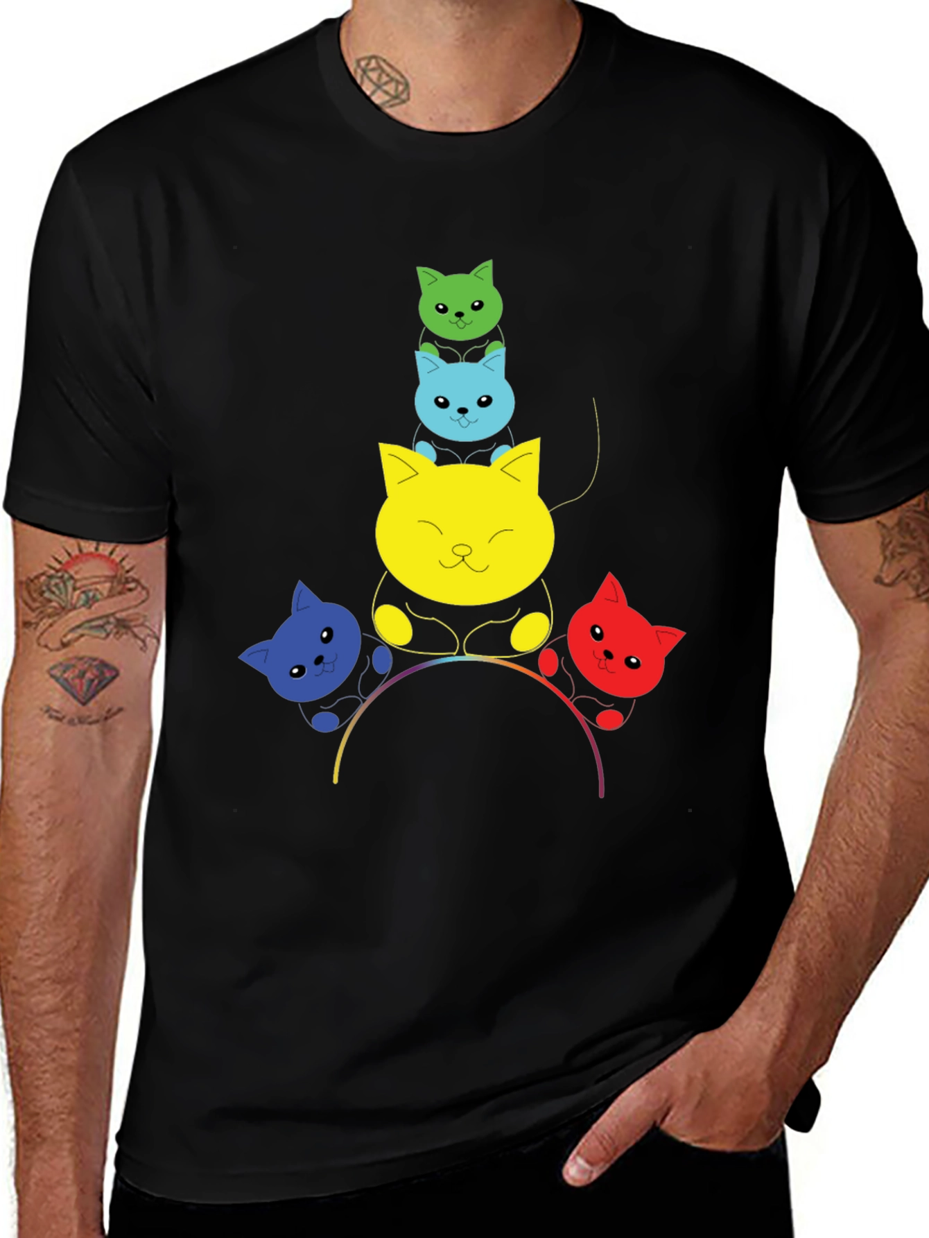 Variant 23 of Colorful Cats Rainbow Graphic T-Shirt