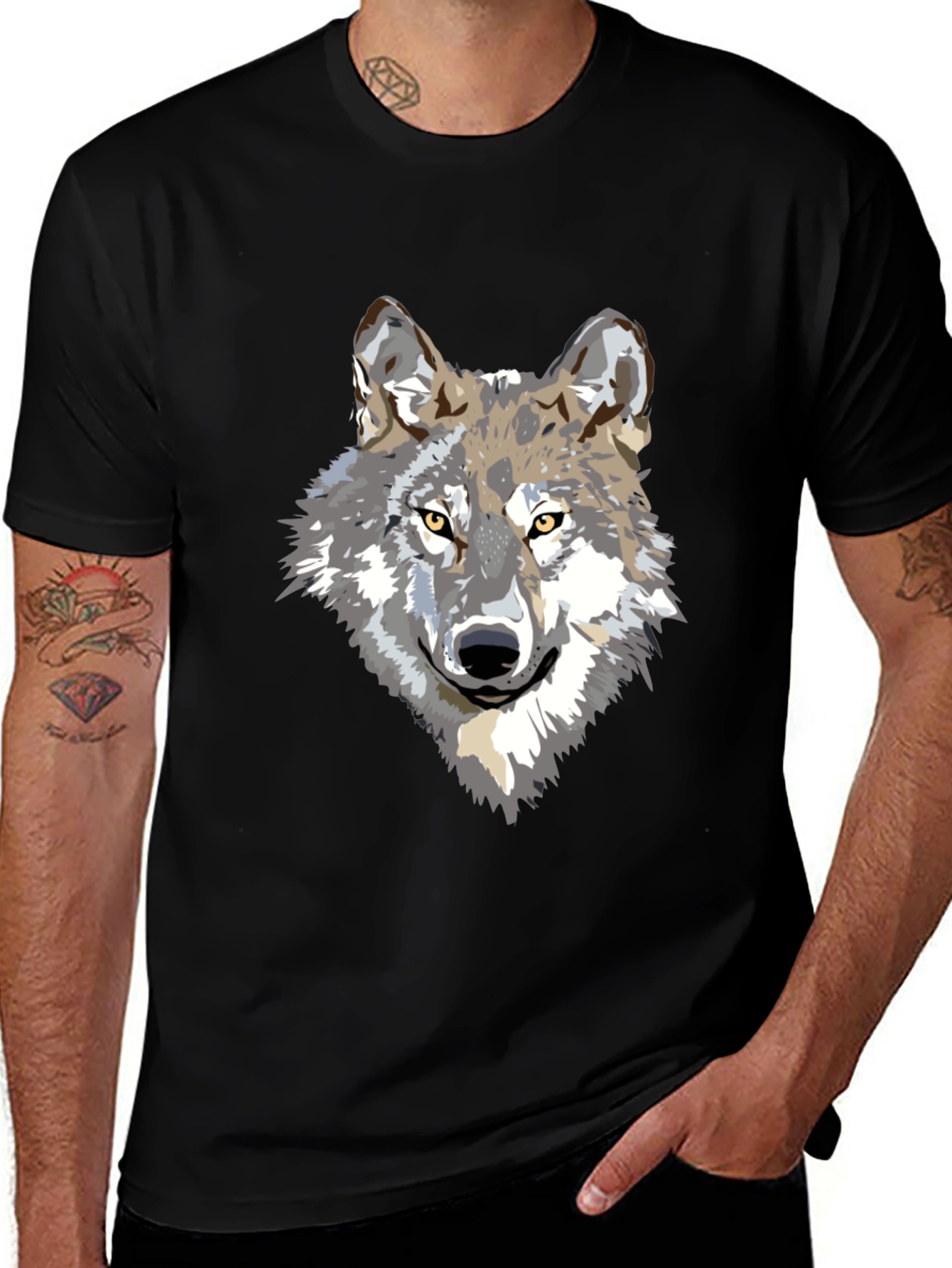 Variant 10 of Wolf Graphic Print Black T-Shirt