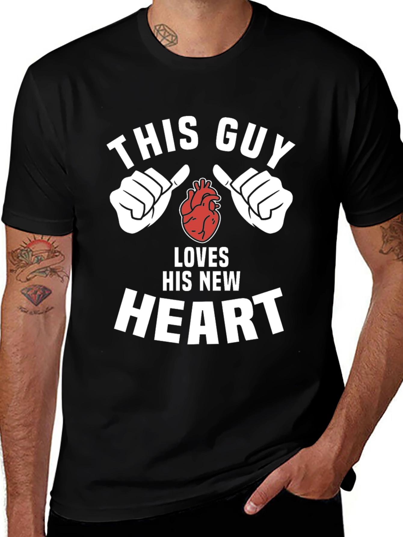 Variant 11 of This Guy Loves His New Heart Graphic Tee