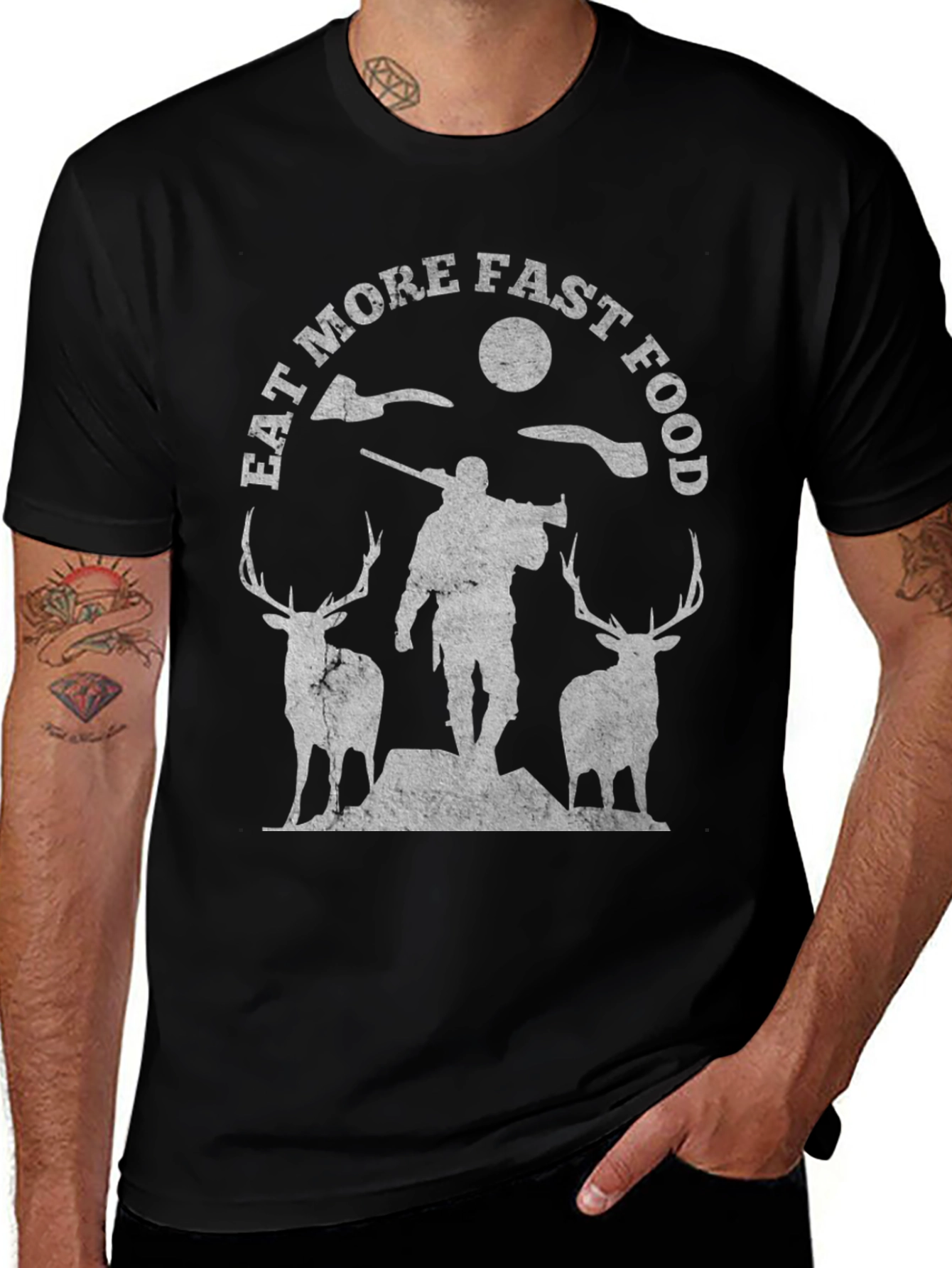 Variant 27 of Eat More Fast Food Funny Hunting T-Shirt
