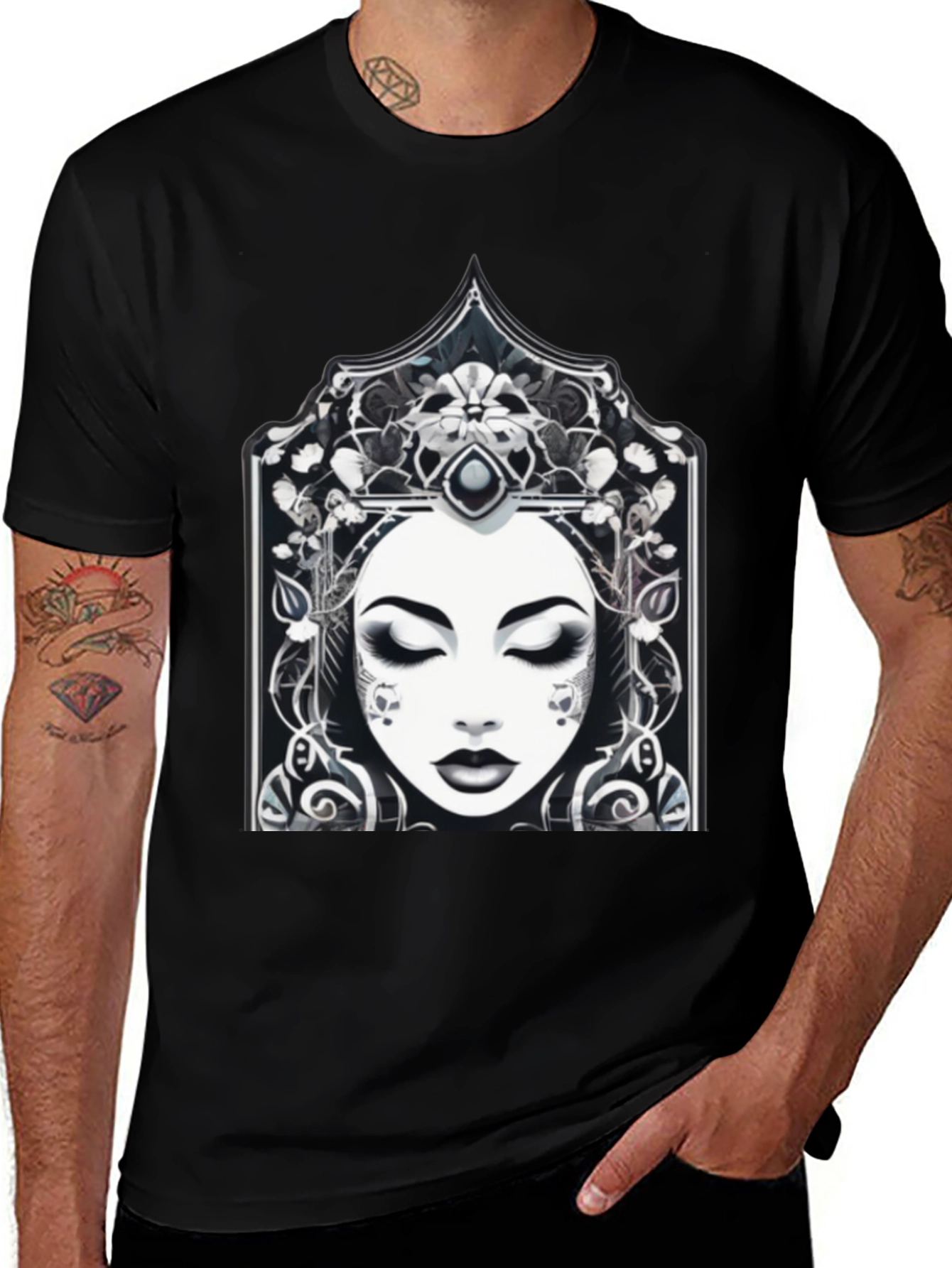 Gothic Queen Graphic Tee - Men's Black T-Shirt