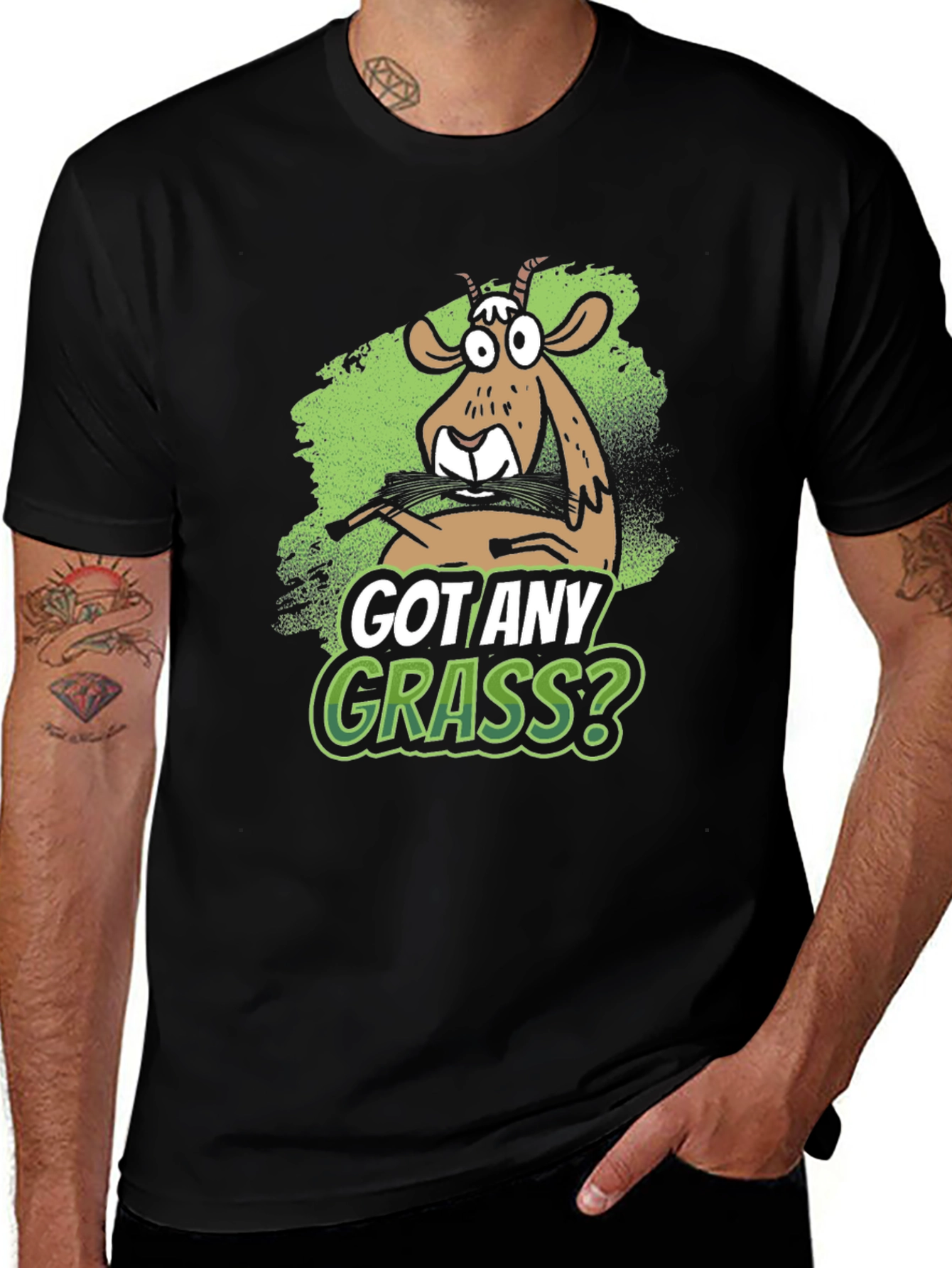 Variant 6 of Got Any Grass? Funny Goat Graphic T-Shirt