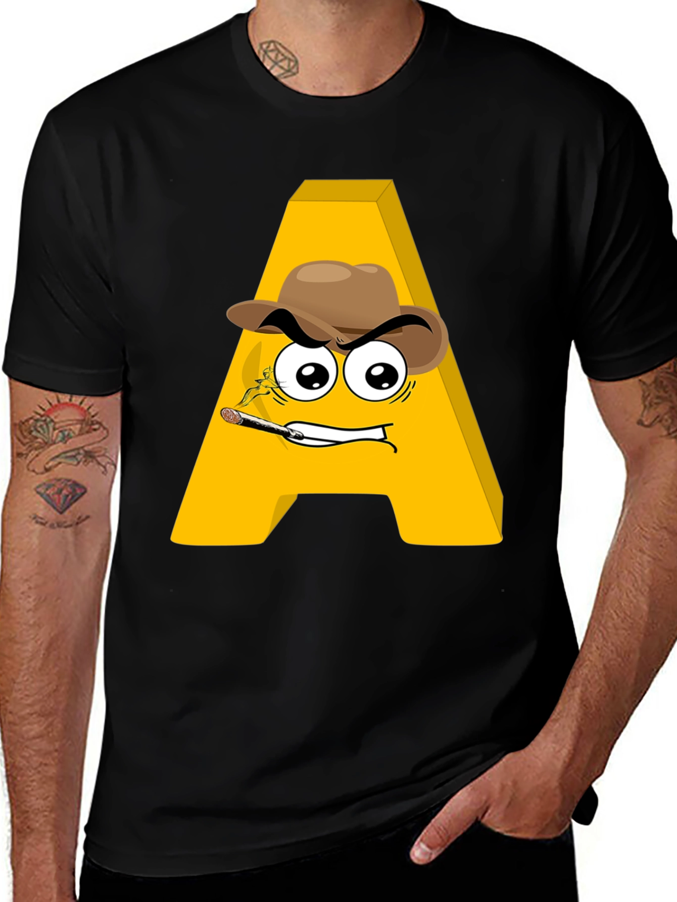 Variant 7 of Funny Letter A Cowboy T-Shirt
