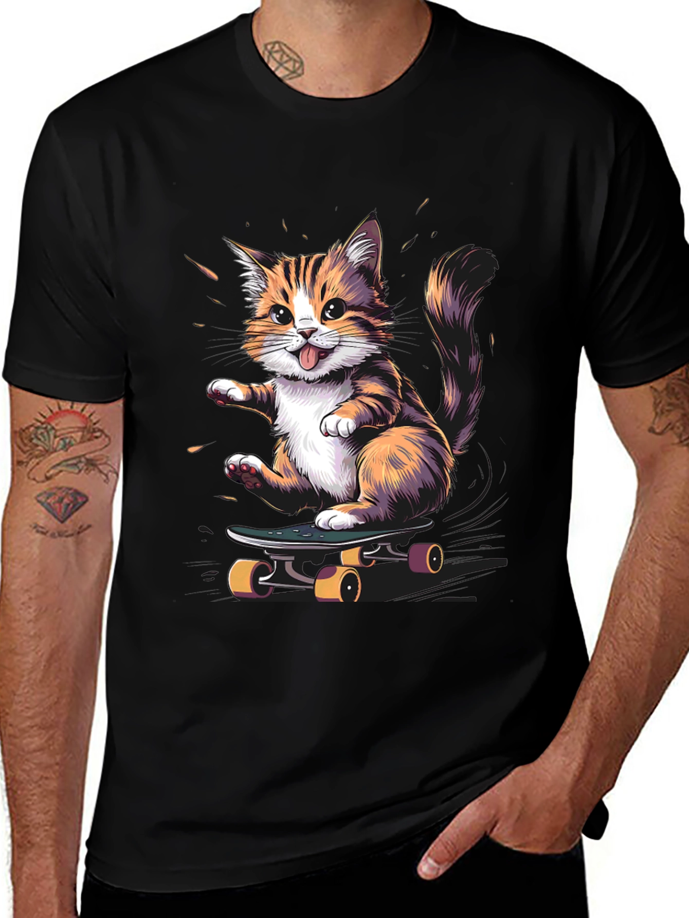 Variant 20 of Skateboarding Cat Graphic T-Shirt