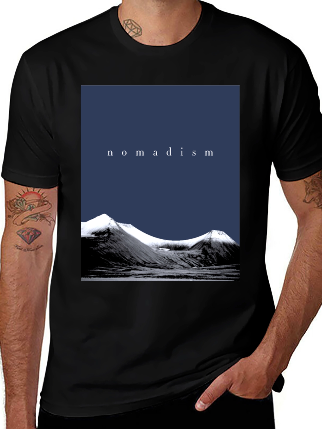 Variant 26 of Nomadism Mountain Graphic Black T-Shirt