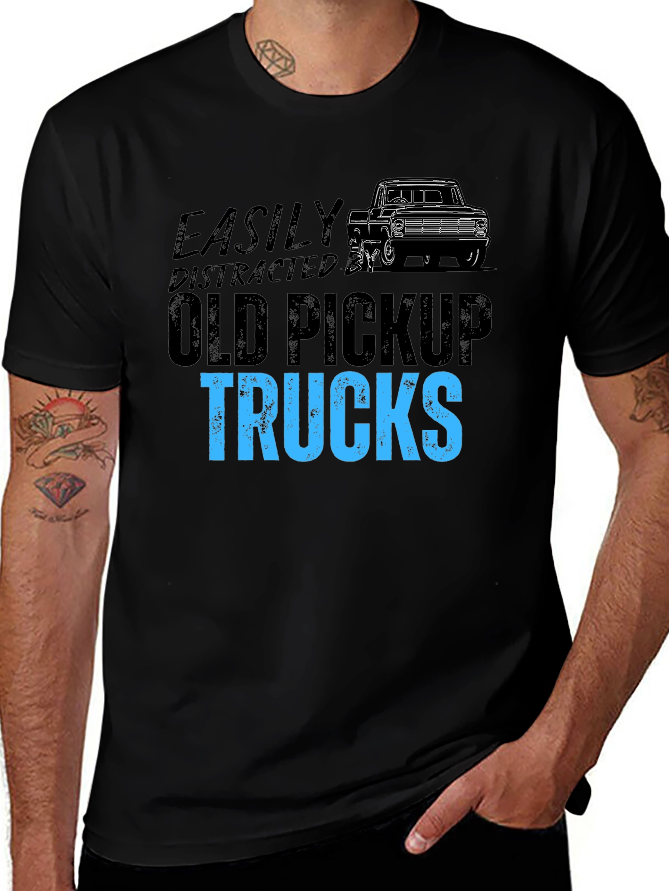 Variant 18 of Easily Distracted Old Pickup Trucks Graphic Tee
