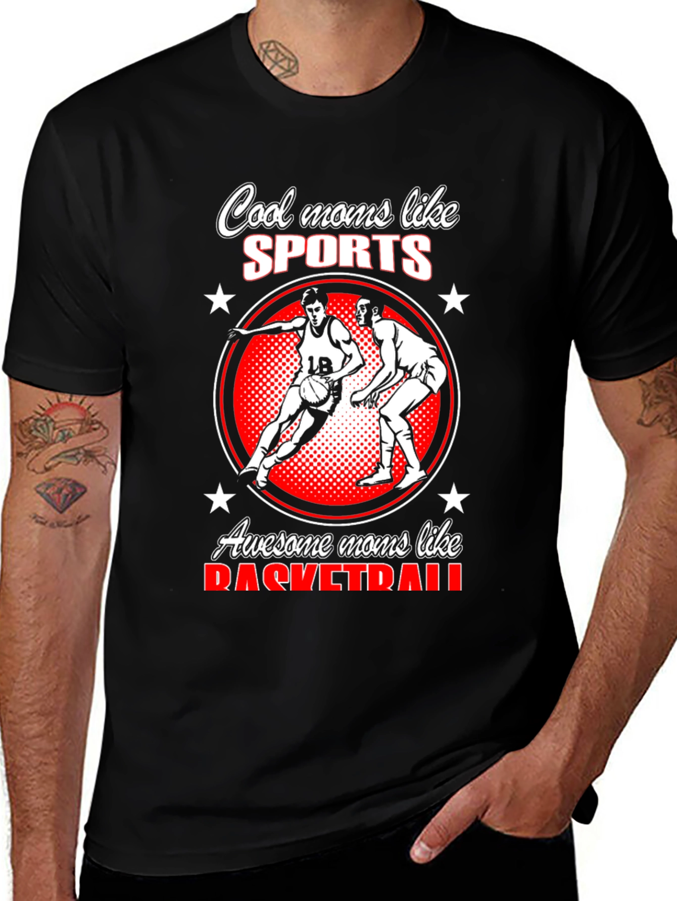 Variant 30 of Cool Moms Like Sports Basketball T-Shirt