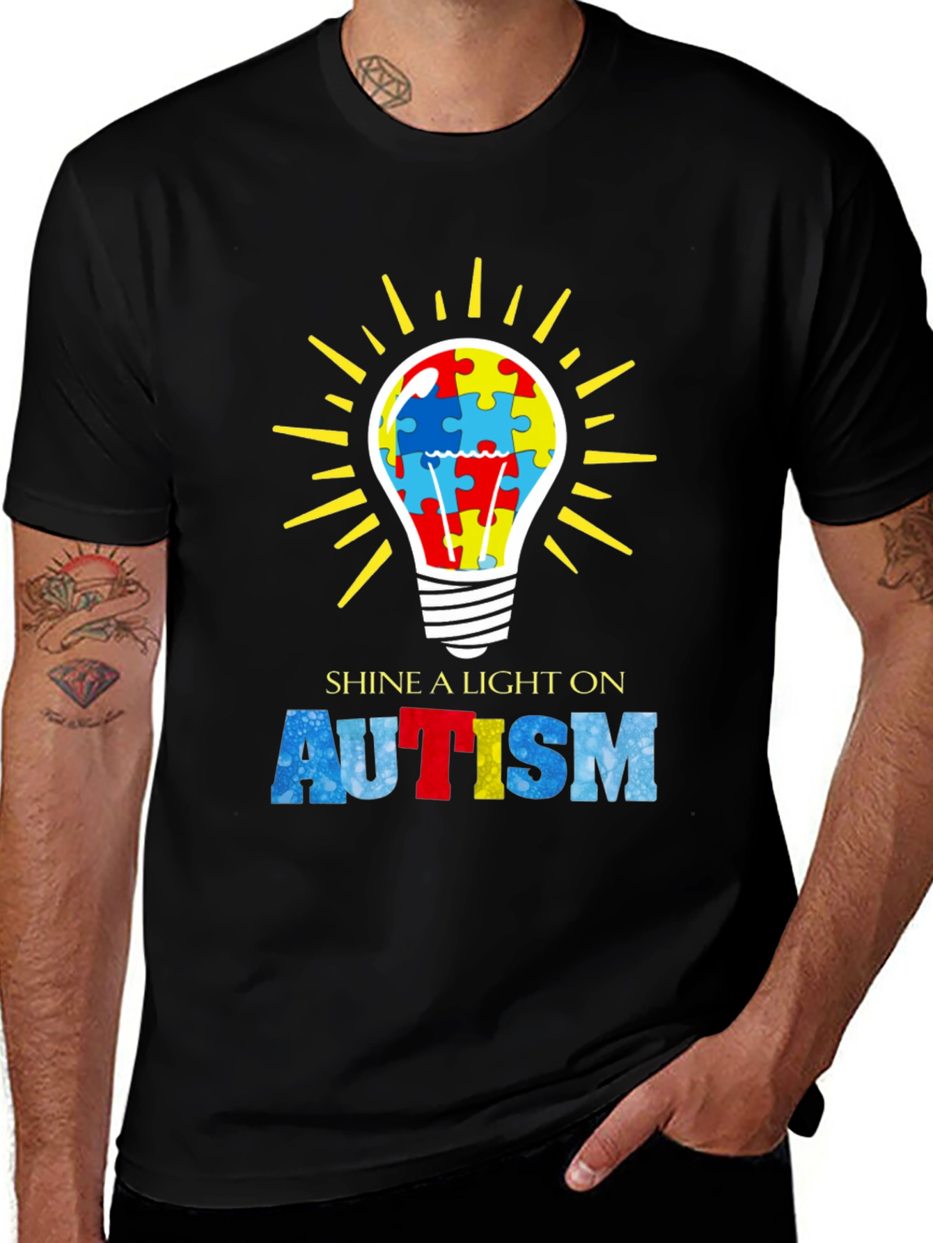 Autism Awareness Lightbulb Graphic T-Shirt