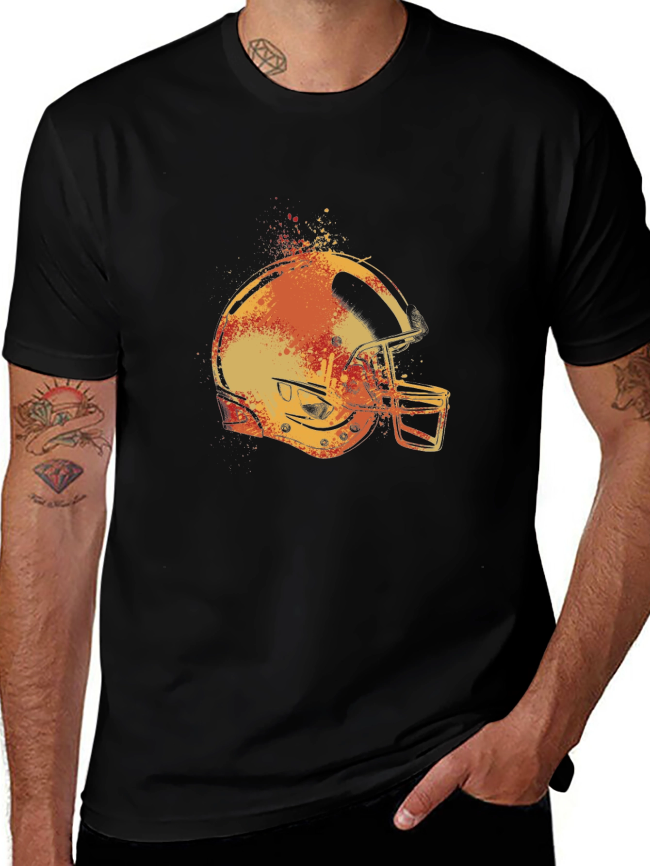 Variant 28 of Football Helmet Graphic Tee - Black