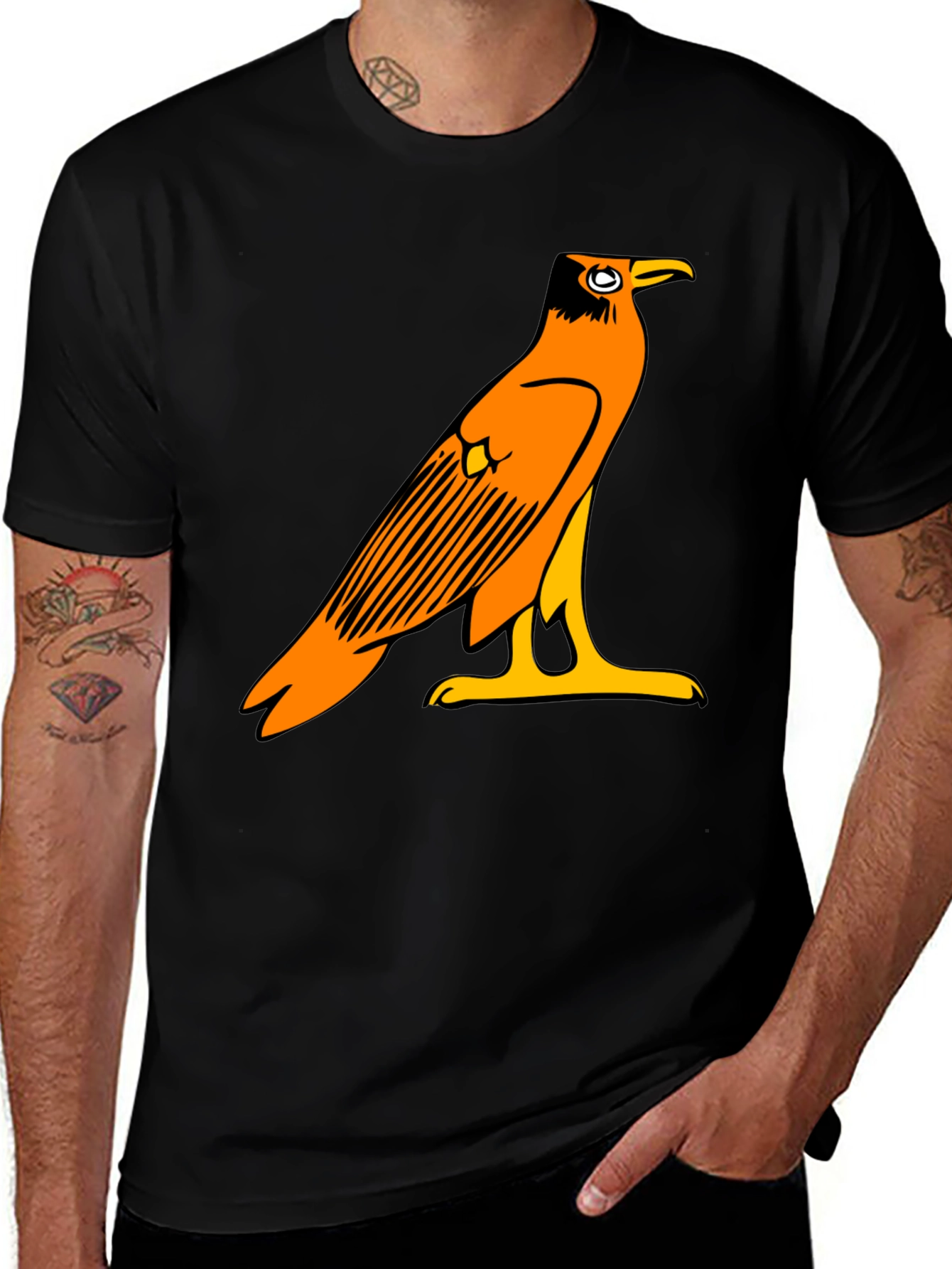 Variant 7 of Egyptian Bird Graphic Tee - Black Casual T-Shirt
