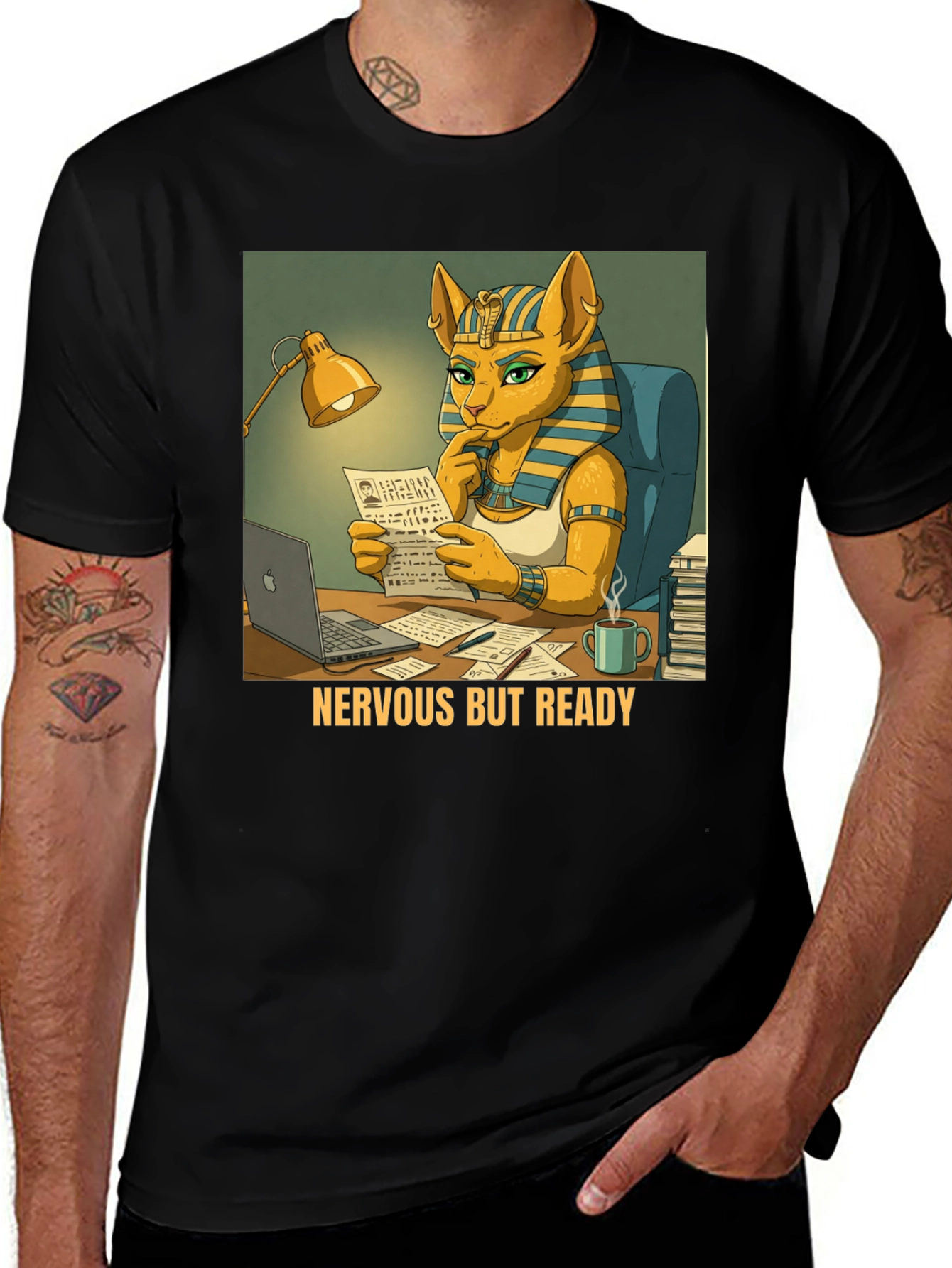 Variant 19 of Nervous But Ready Cat Pharaoh T-Shirt