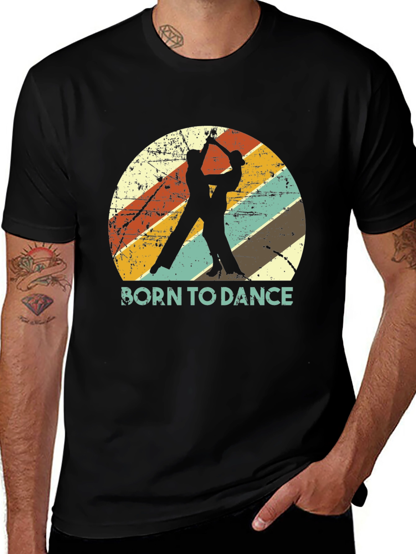 Variant 6 of Born to Dance Retro Graphic T-Shirt