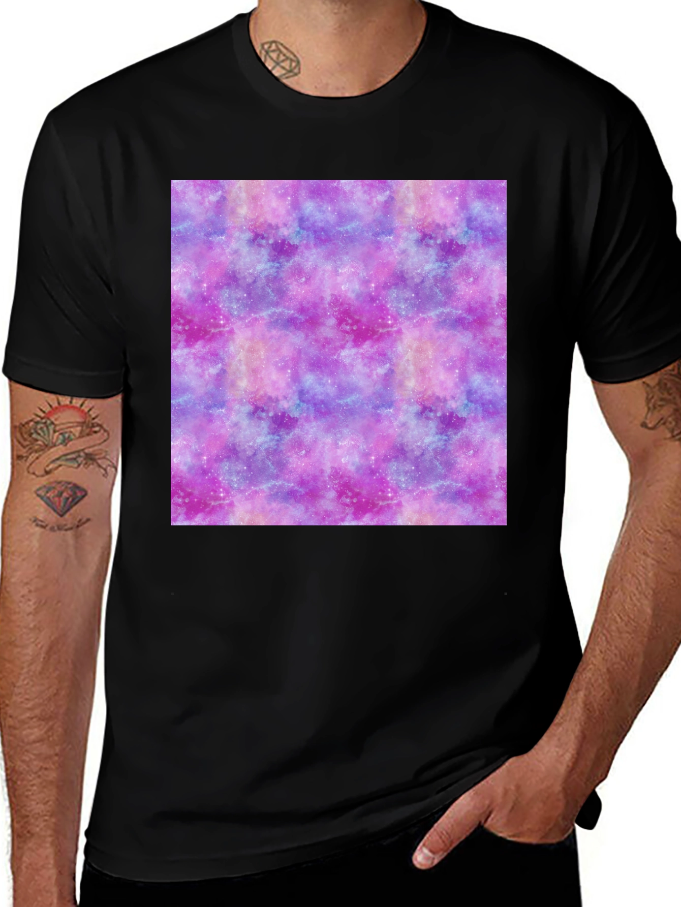 Variant 4 of Galaxy Print Black T-Shirt