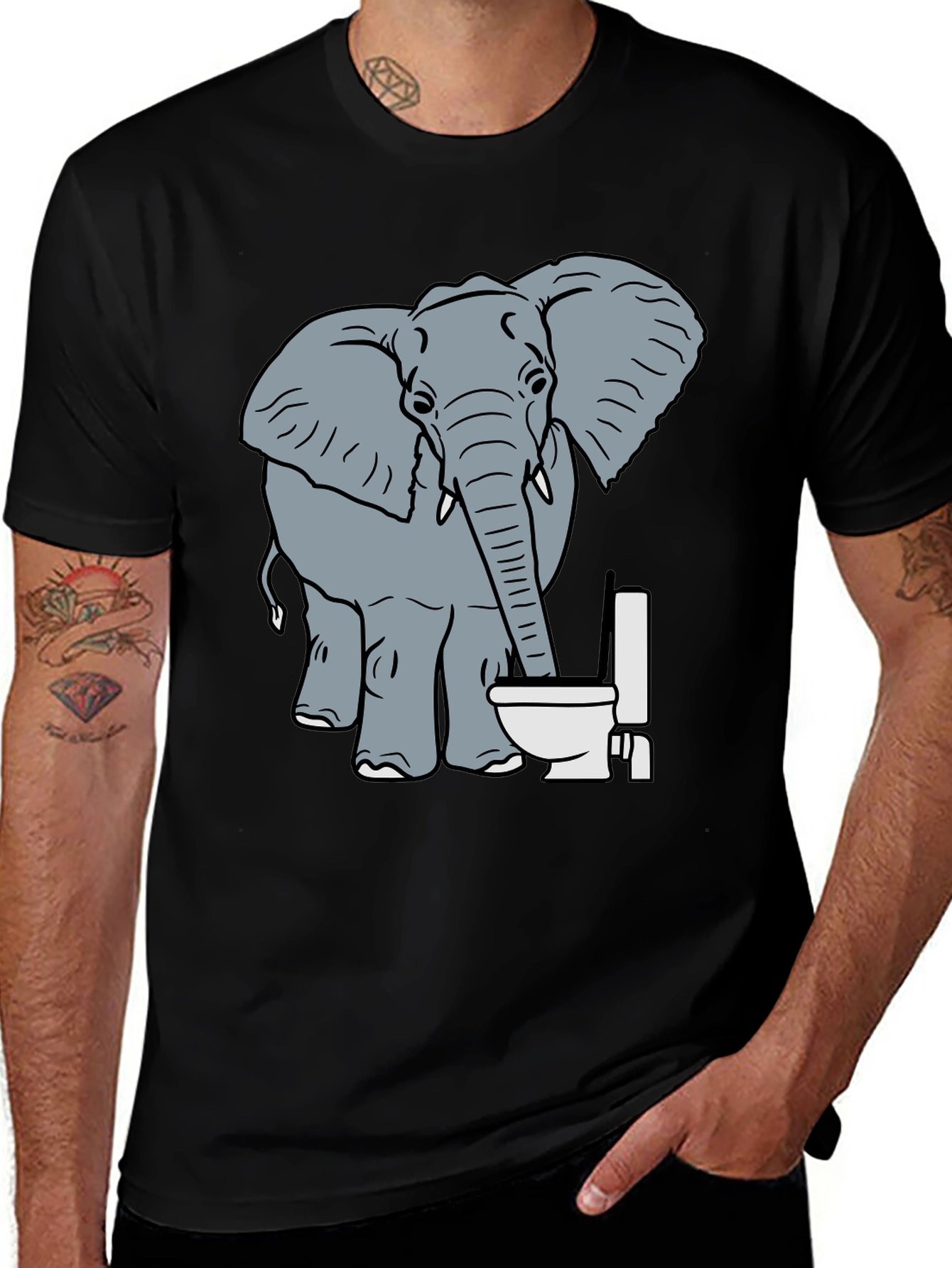 Variant 18 of Elephant Toilet Humor T-Shirt - Funny Graphic Tee
