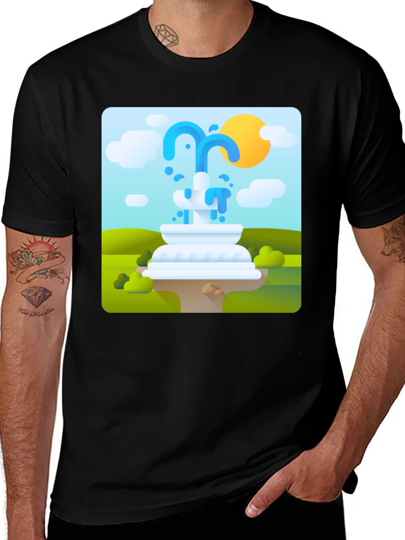 Fountain Graphic Black T-Shirt