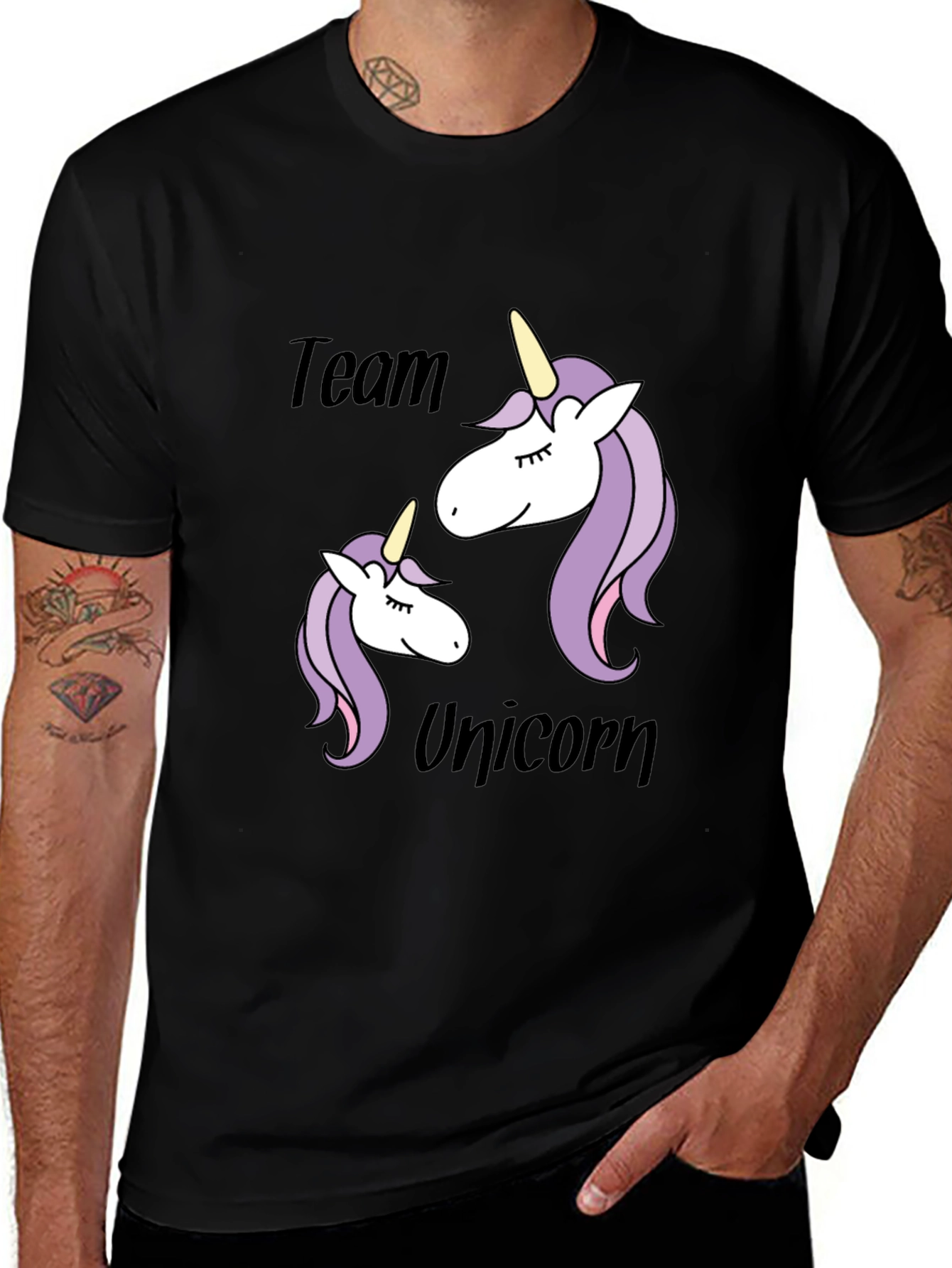 Variant 29 of Team Unicorn Graphic Tee - Soft Cotton Black Shirt