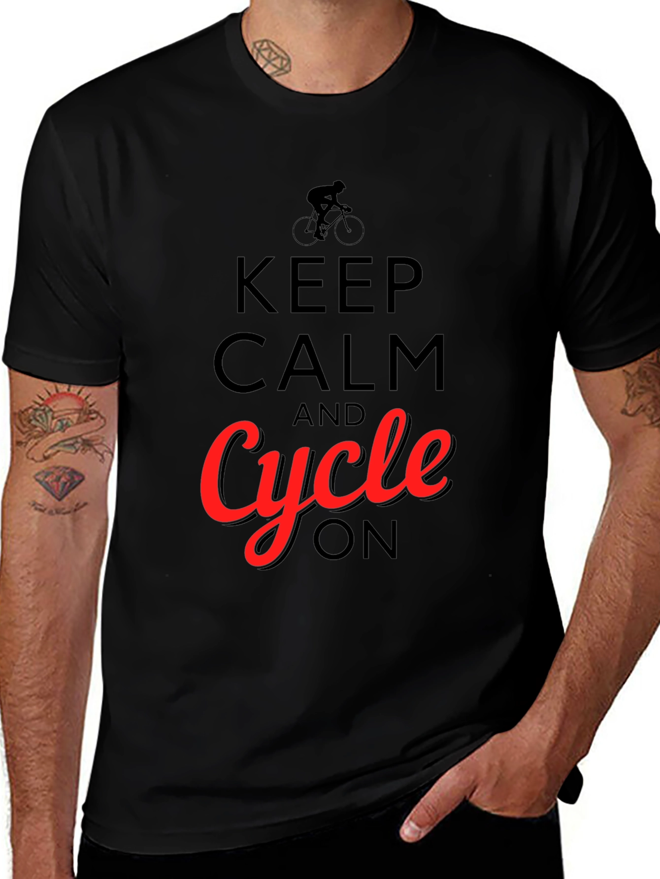 Variant 23 of Keep Calm and Cycle On T-Shirt - Black