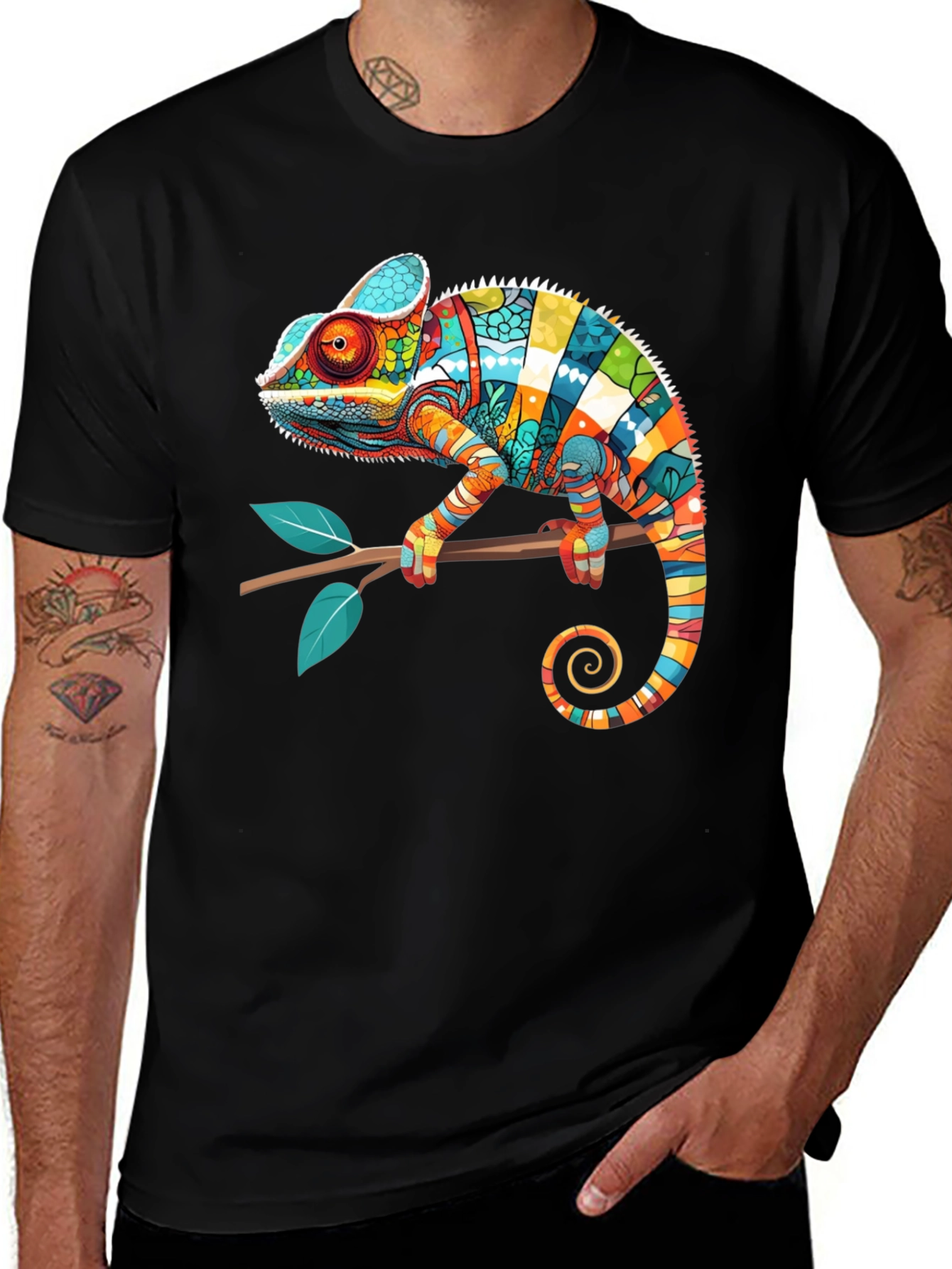 Variant 18 of Colorful Chameleon Graphic Print T-Shirt