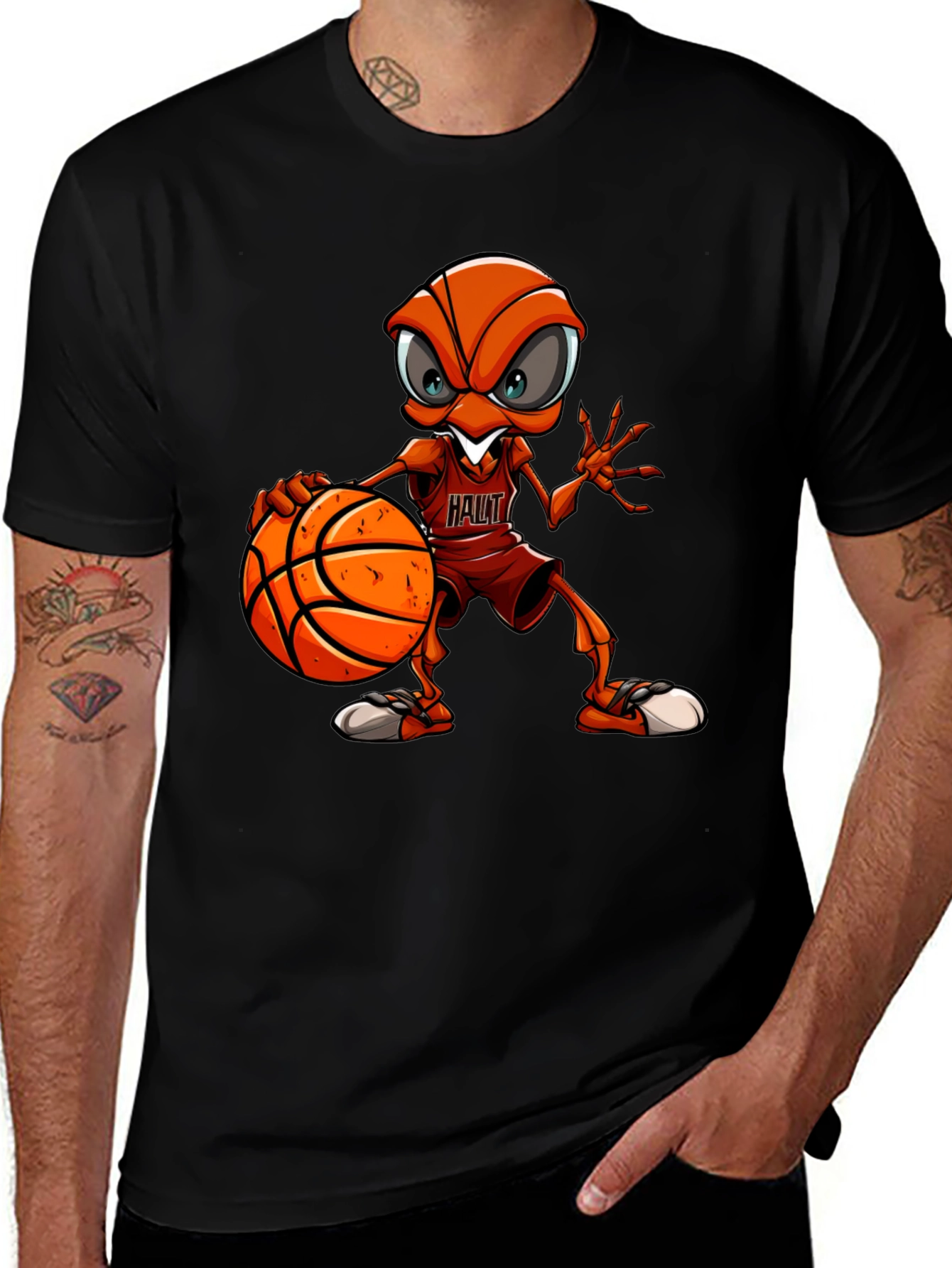 Variant 9 of Basketball Ant Graphic Tee - Unique Cartoon Design