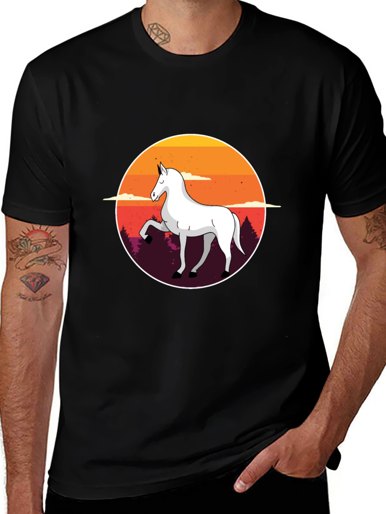 Variant 19 of Unicorn Sunset Graphic Tee - Stylish Black T-Shirt