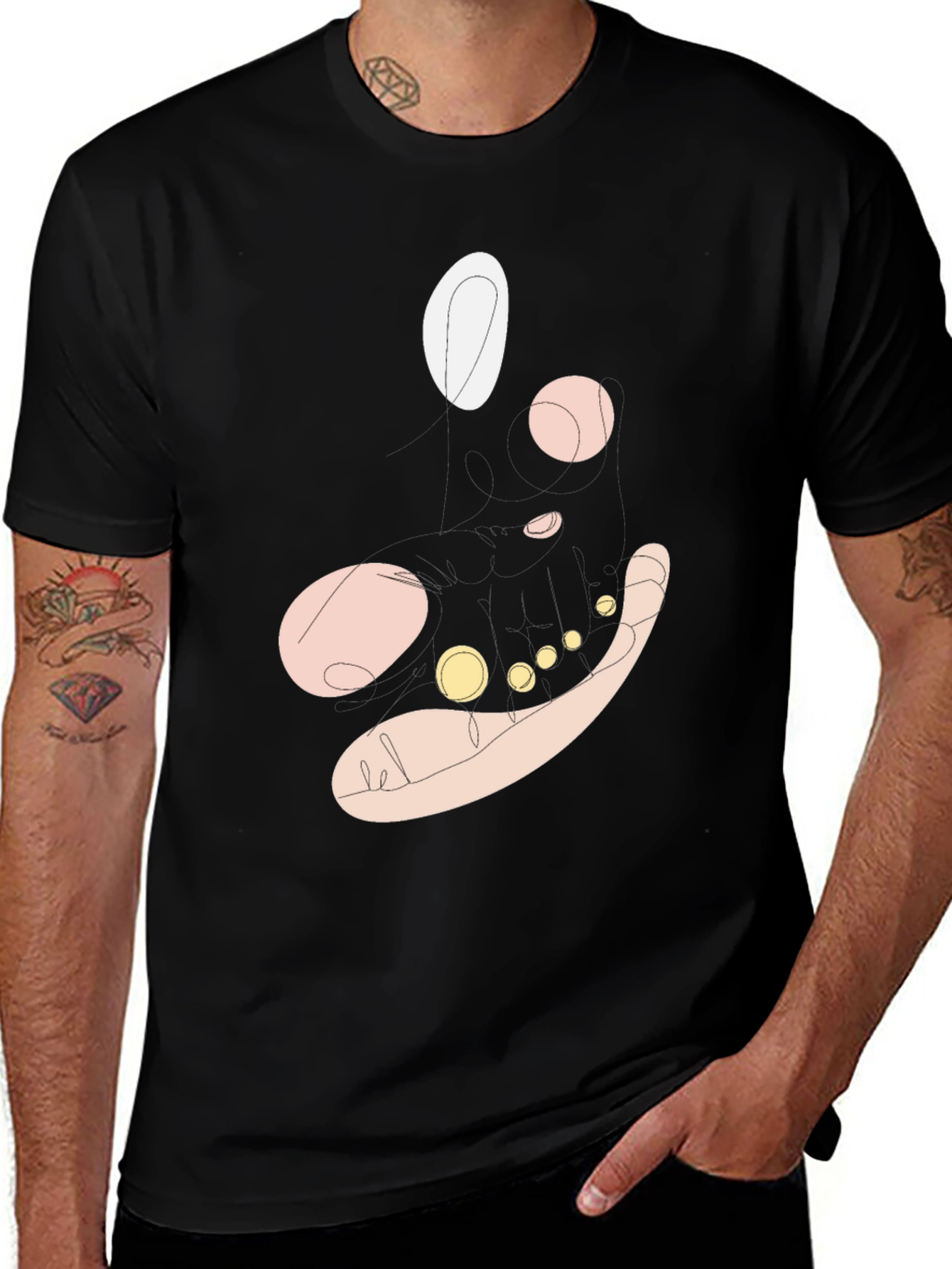 Black Abstract Face Graphic Black T-Shirt main image