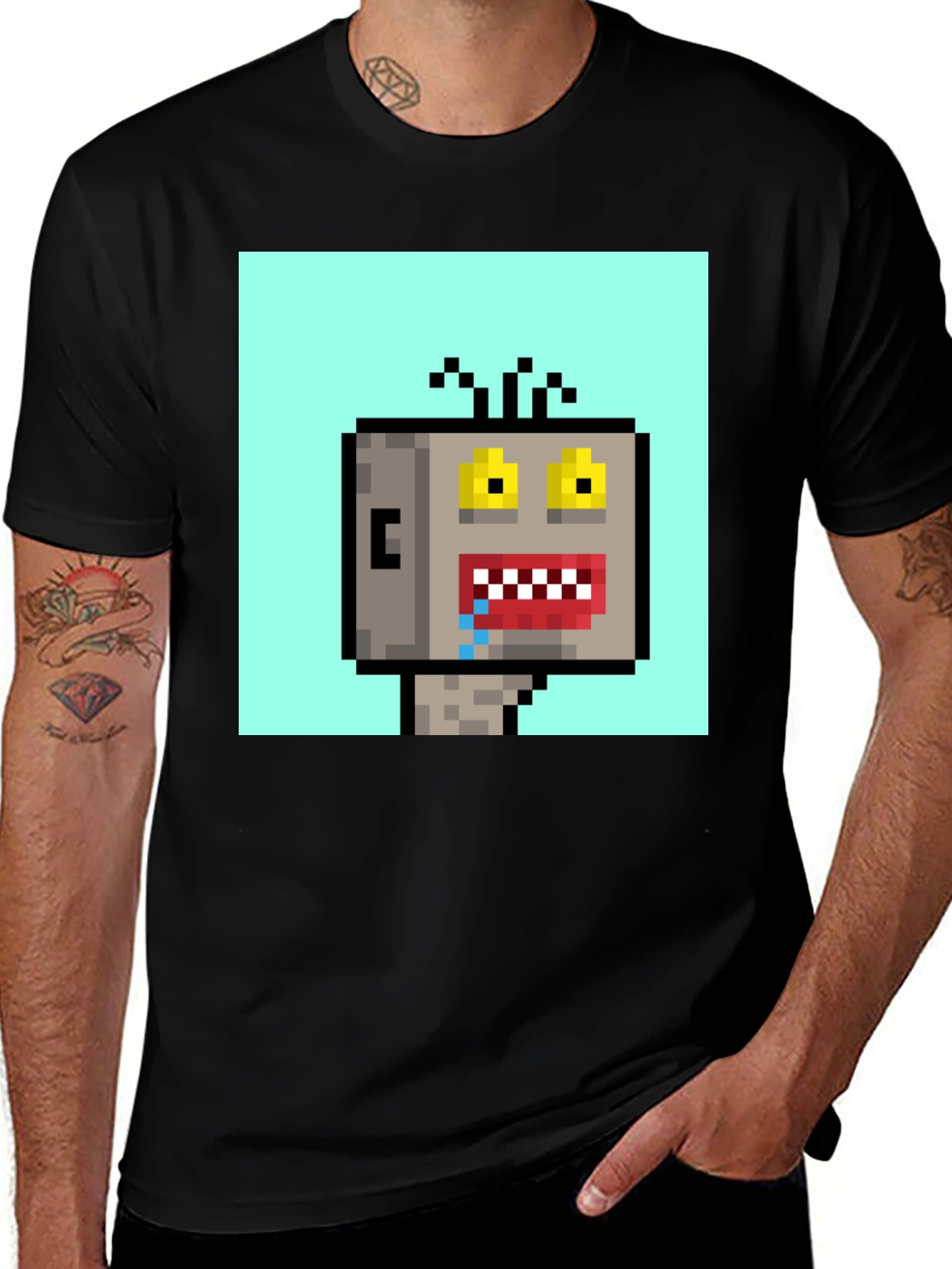 Variant 11 of Pixelated Robot T-Shirt - Unique Graphic Tee