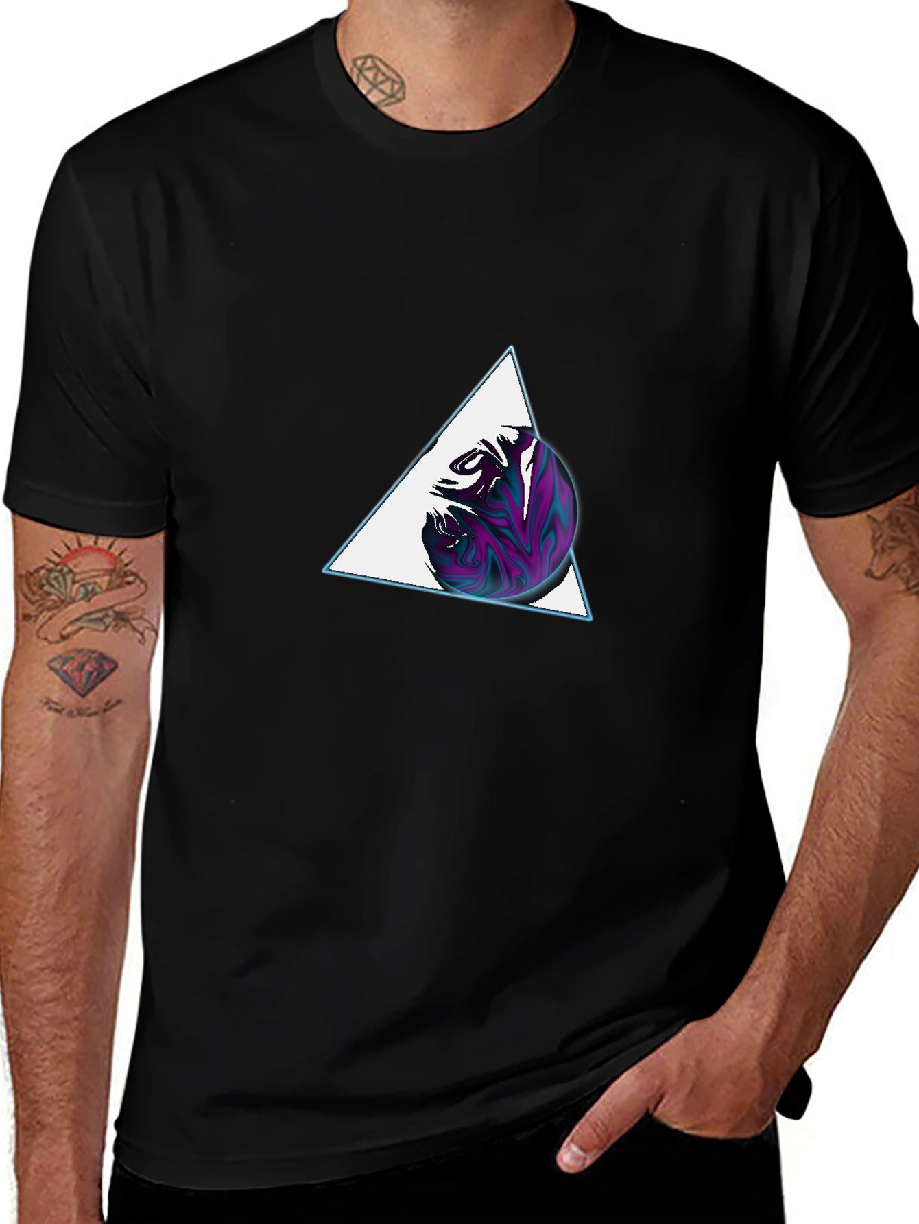 Variant 24 of Abstract Triangle Sphere Graphic Tee