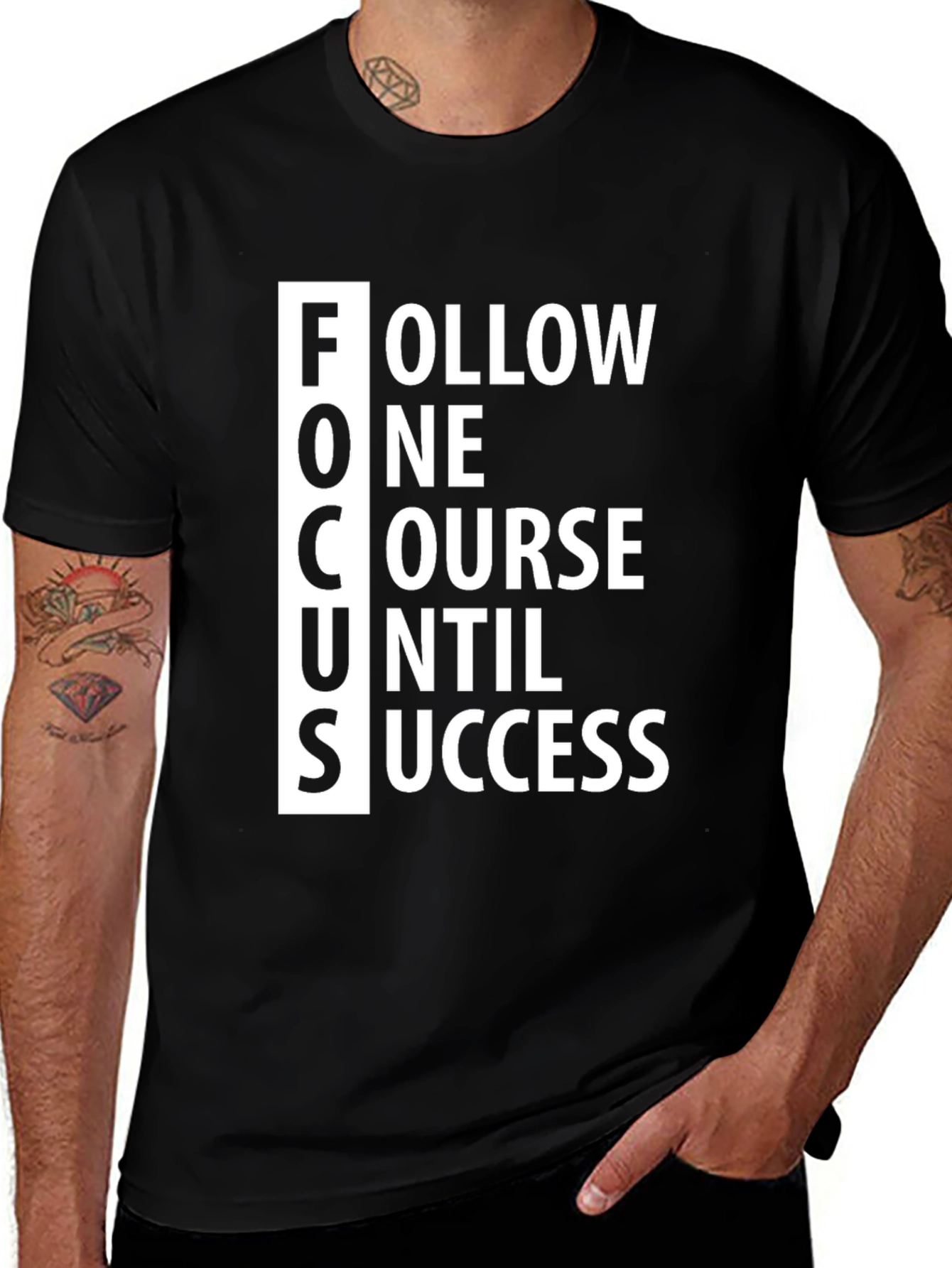 Variant 29 of Motivational "FOCUS" Graphic Tee - Black
