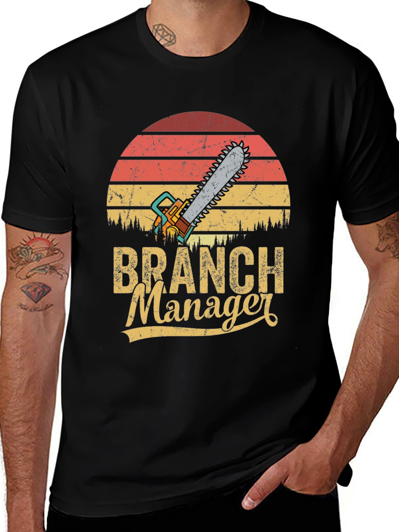 Variant 19 of Branch Manager Chainsaw Retro T-Shirt