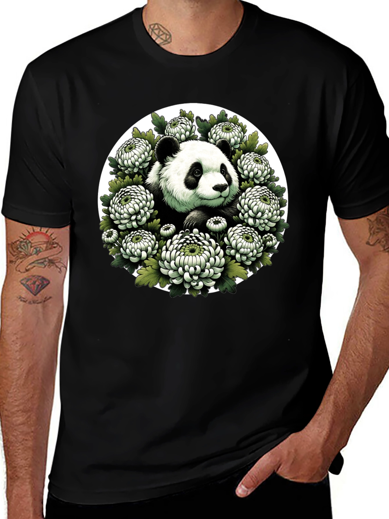 Variant 18 of Panda Floral Graphic Tee - Unisex