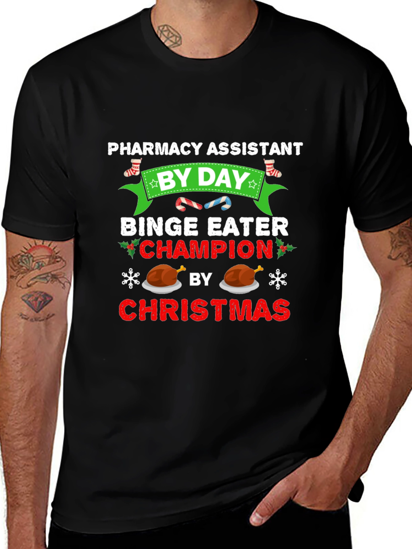 Variant 4 of Pharmacy Assistant Christmas Binge Eater T-Shirt