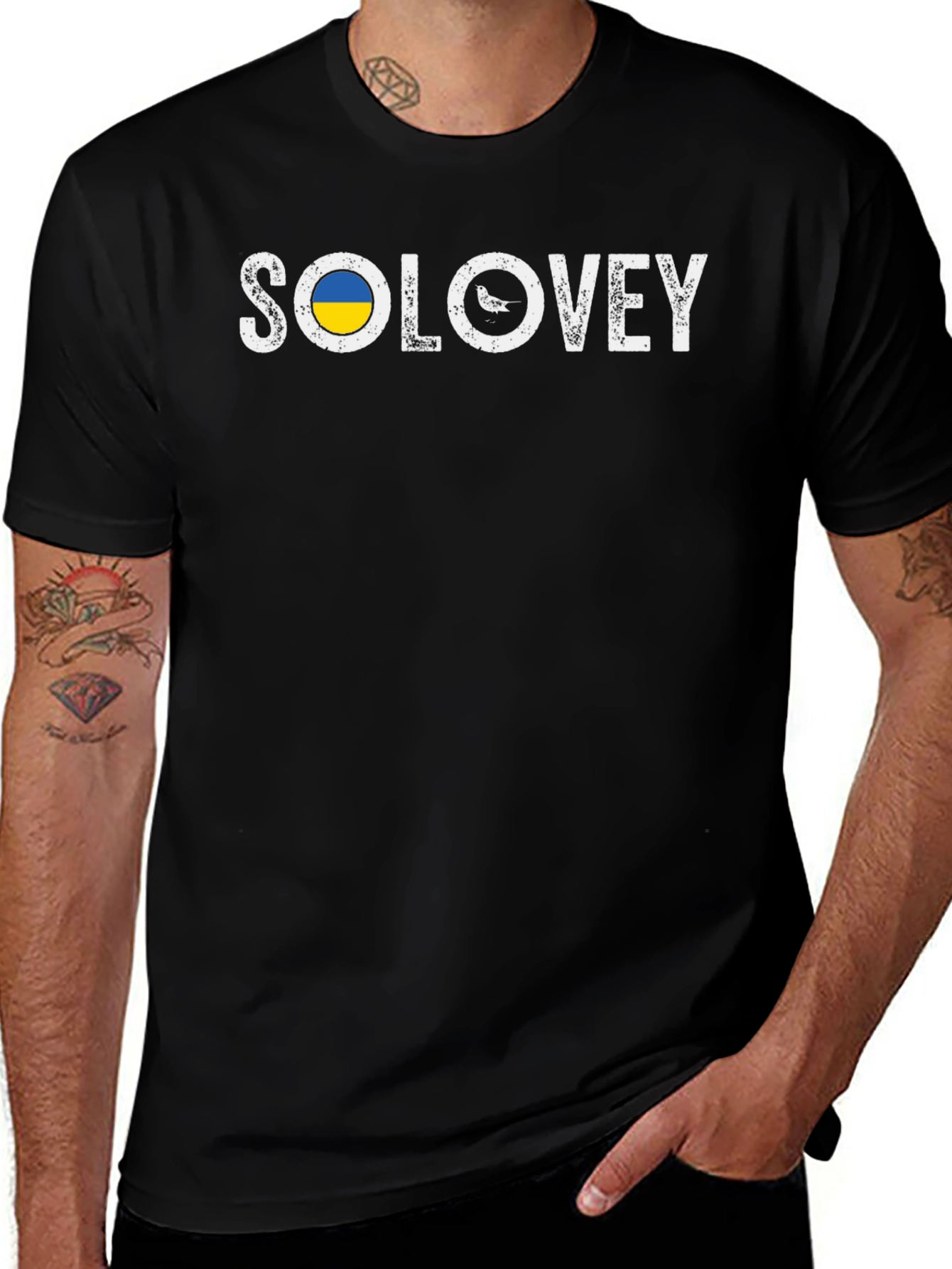 Solovey Ukraine Bird Graphic Black T-Shirt