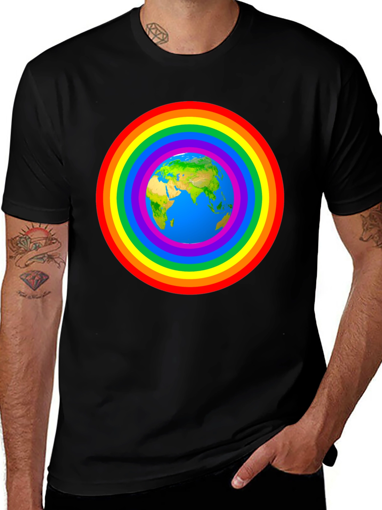 Variant 20 of Earth Rainbow T-Shirt - Global Harmony Tee