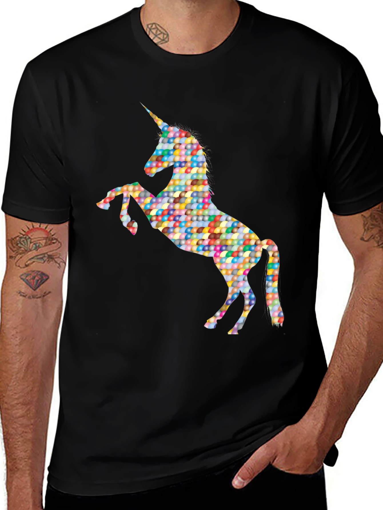 Variant 22 of Colorful Unicorn Graphic Tee - Black