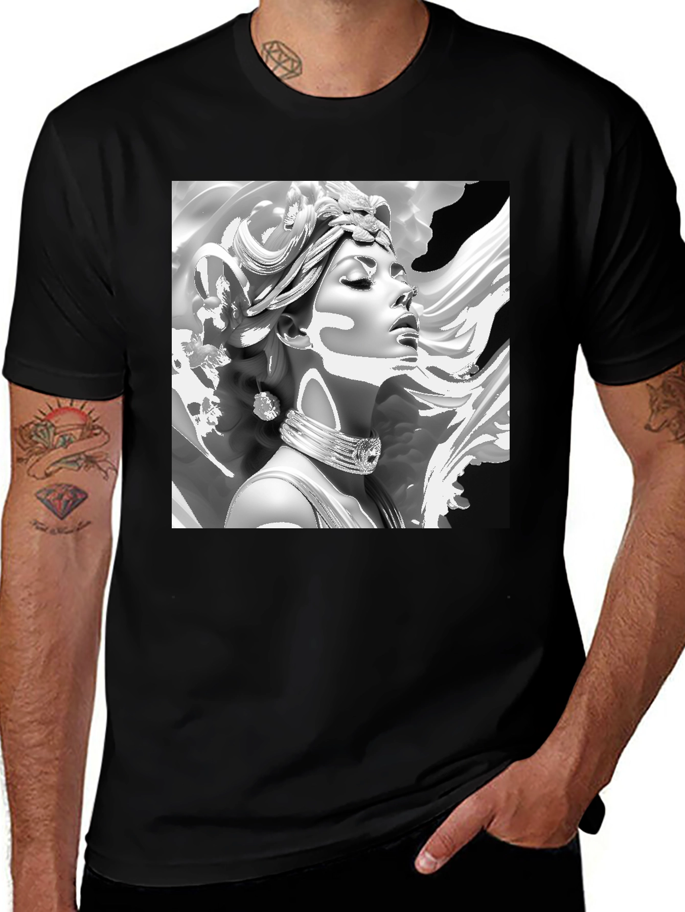 Black Elegant Medusa Graphic Tee - Classic Black main image